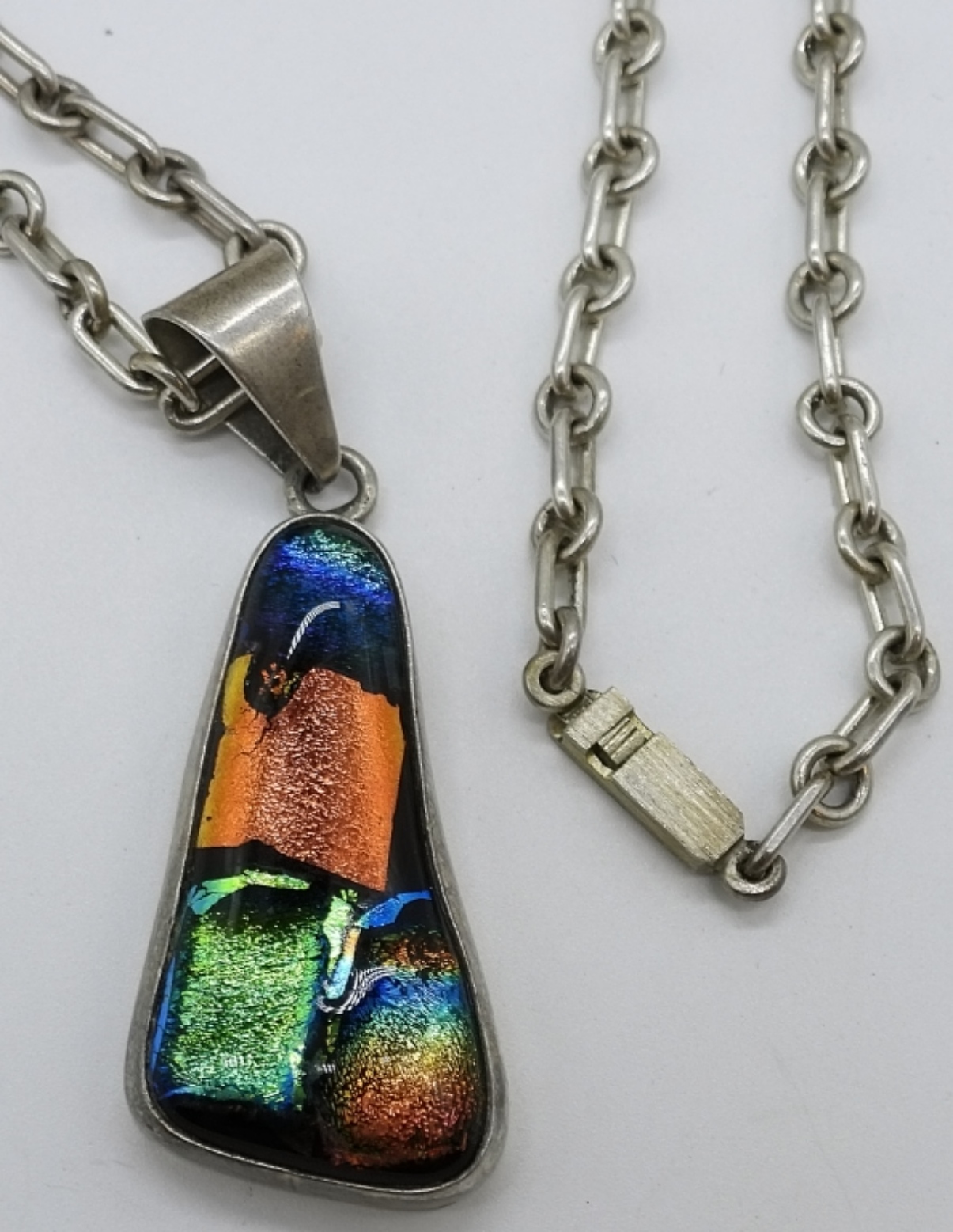 Taxco Sterling Silver Glass Pendant Necklace