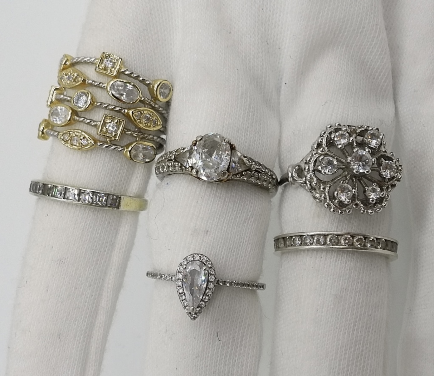 7 Piece Sterling Fashion Rings and Necklace