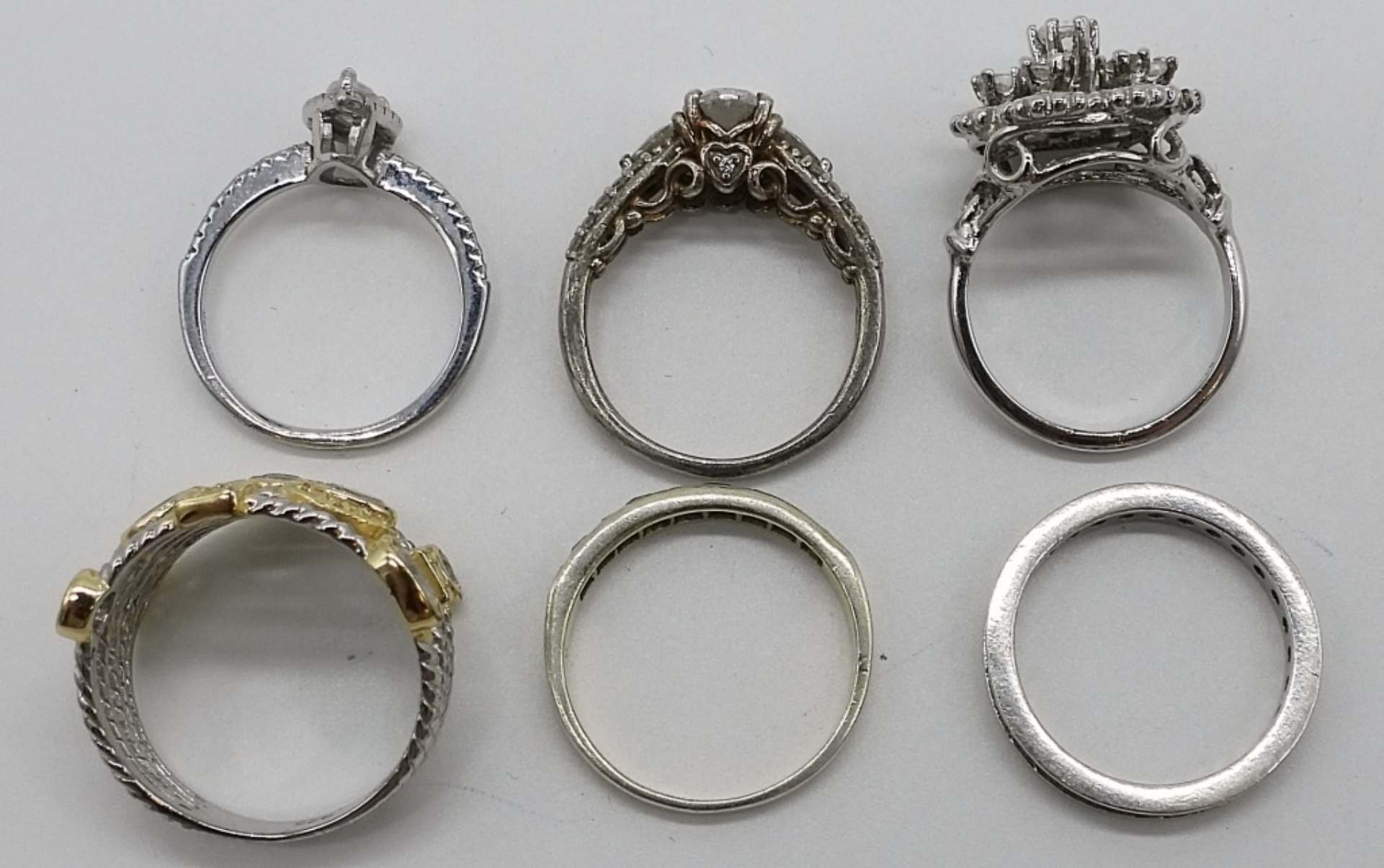 7 Piece Sterling Fashion Rings and Necklace
