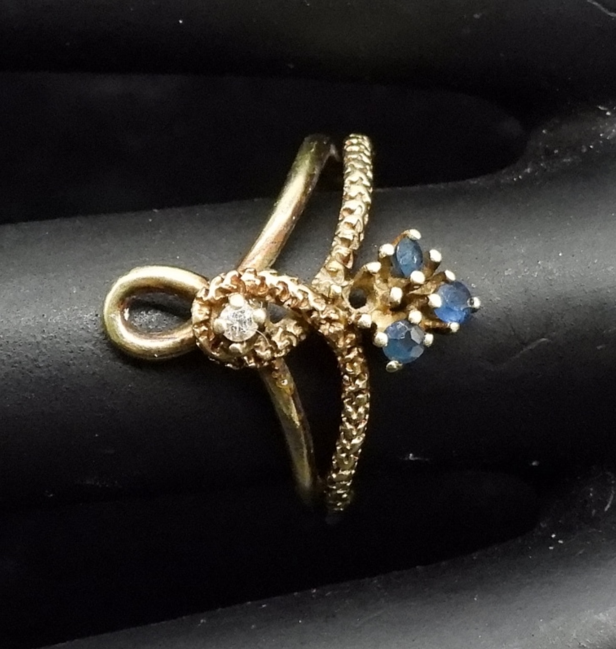 14K Gold Diamond Sapphire Ring, Size 5.5