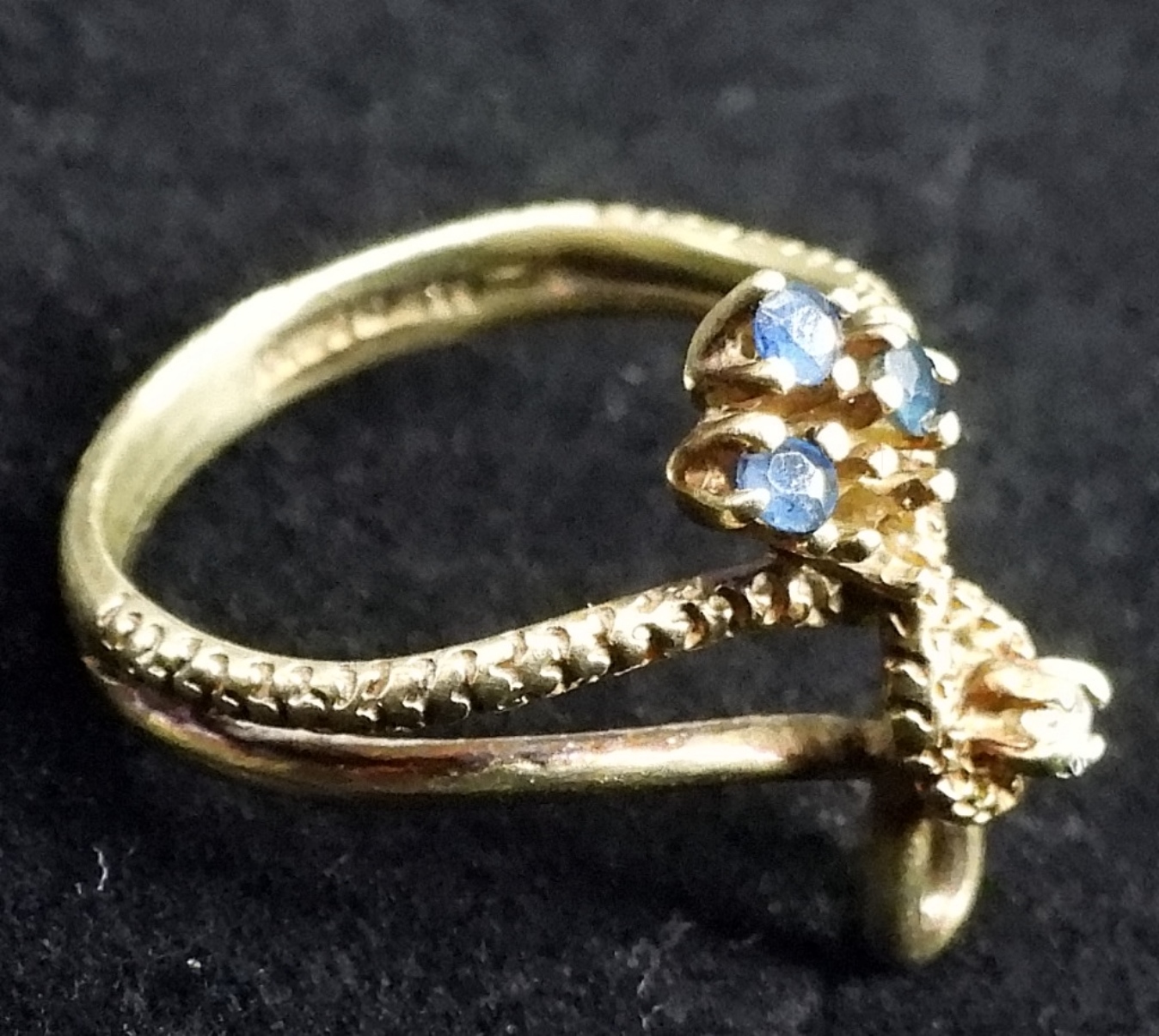 14K Gold Diamond Sapphire Ring, Size 5.5