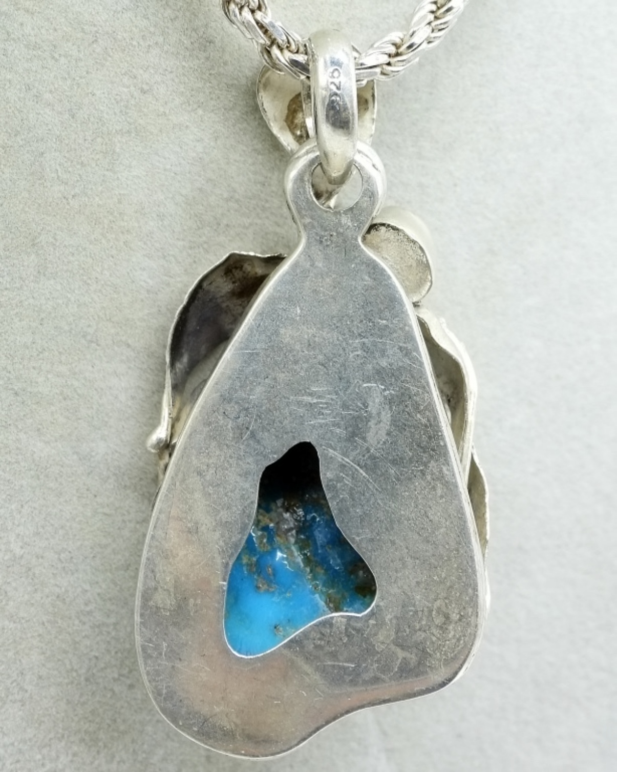Turquoise Leaf Pendant Sterling Necklace