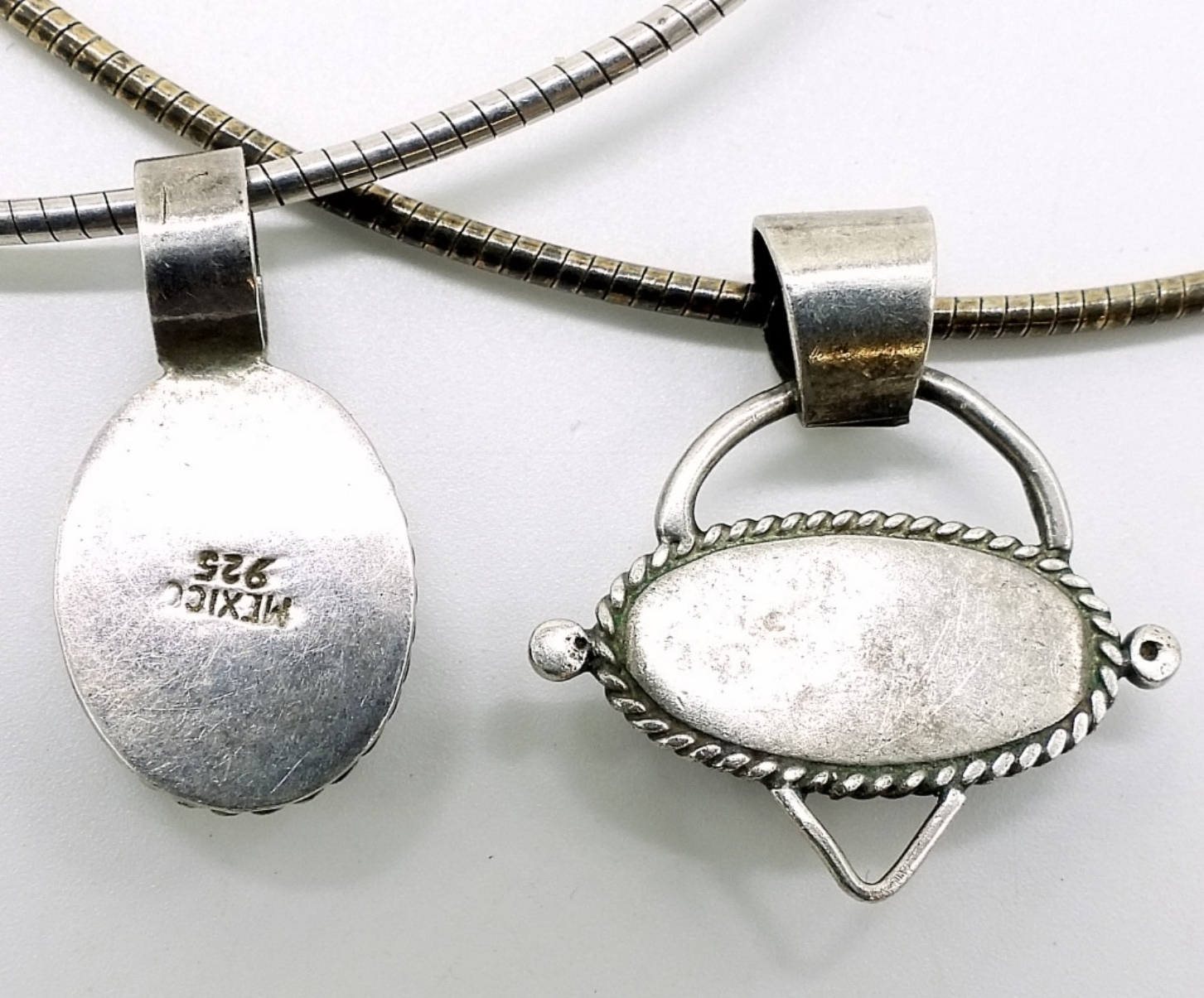 Two Sterling Pendants, Cats Eye & Lapis Lazuli