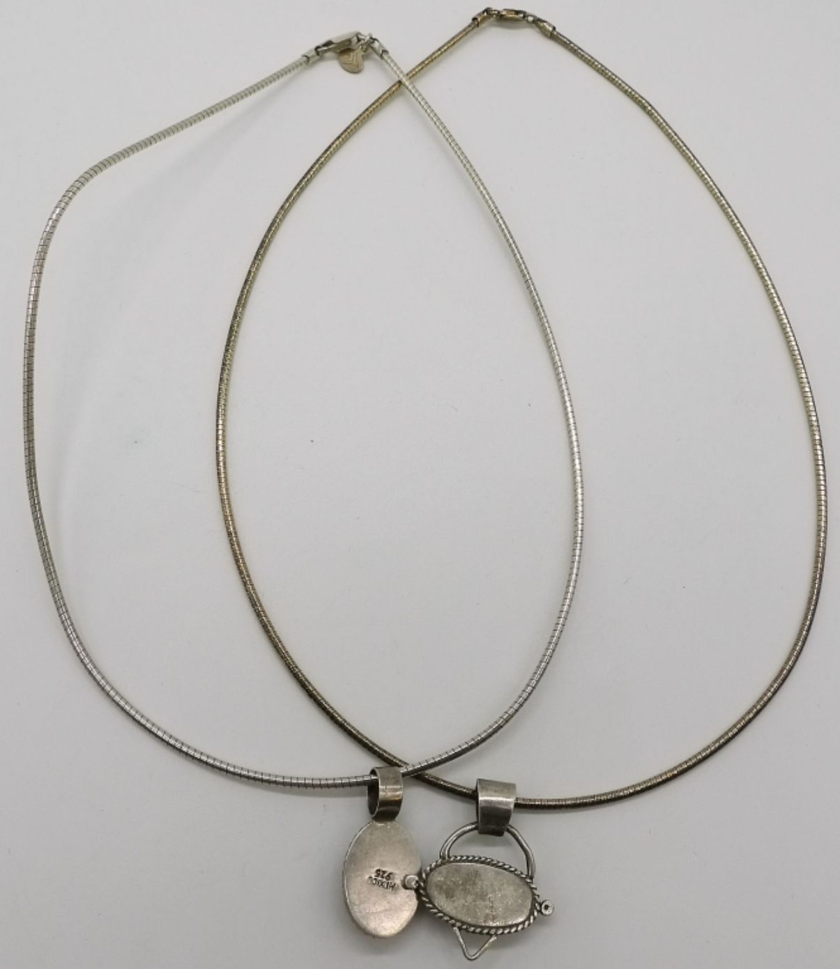 Two Sterling Pendants, Cats Eye & Lapis Lazuli