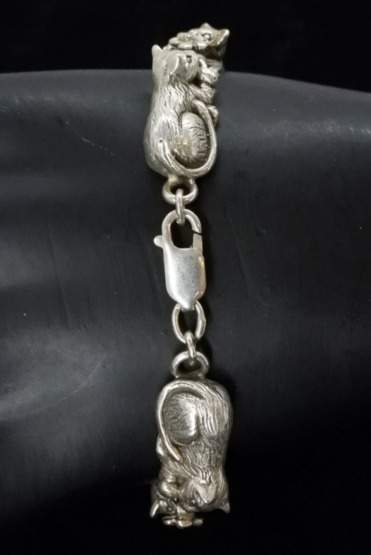 Carol Felley Sterling Cat Charm Bracelet