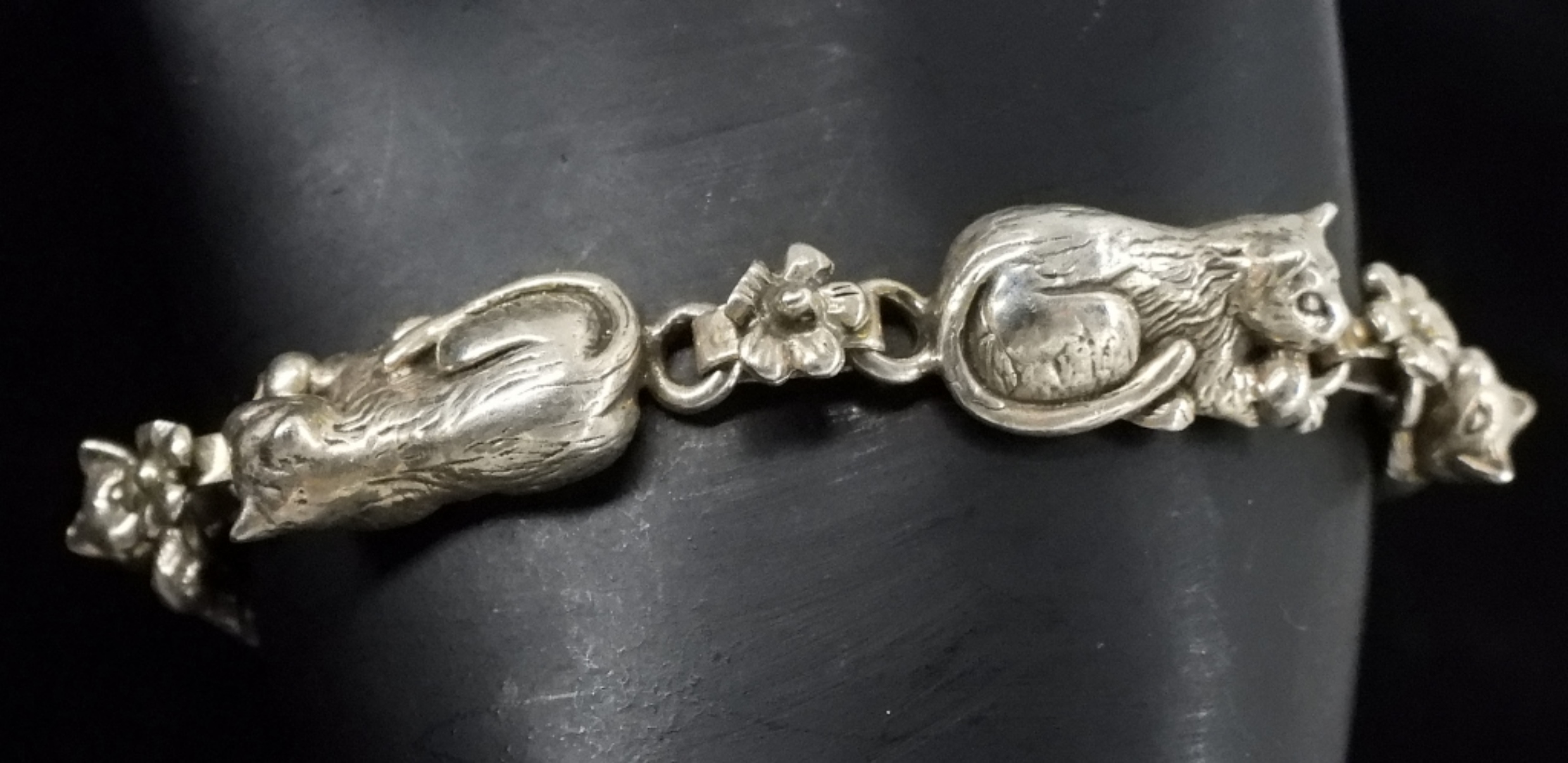 Carol Felley Sterling Cat Charm Bracelet