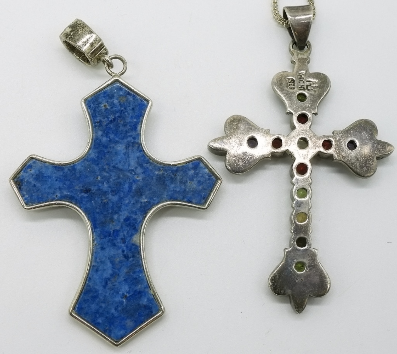 Sterling Gemstone Cross Pendants & Bracelet