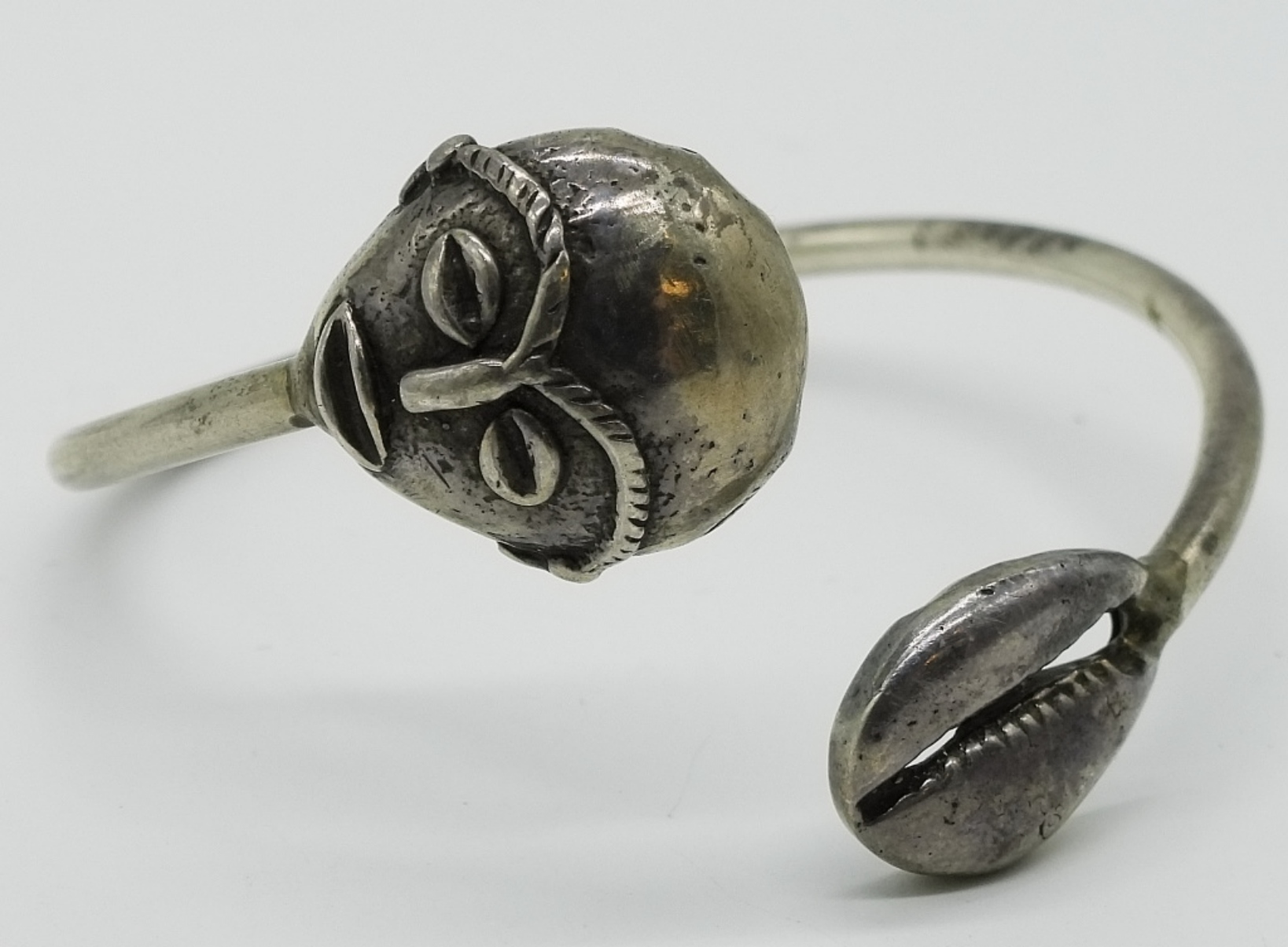 Sterling Cowrie Shell Cuff Bracelet