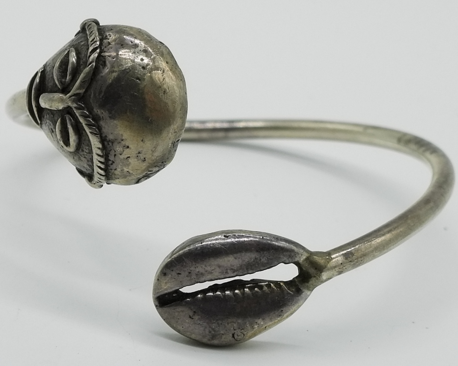 Sterling Cowrie Shell Cuff Bracelet
