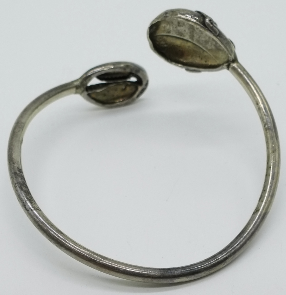 Sterling Cowrie Shell Cuff Bracelet