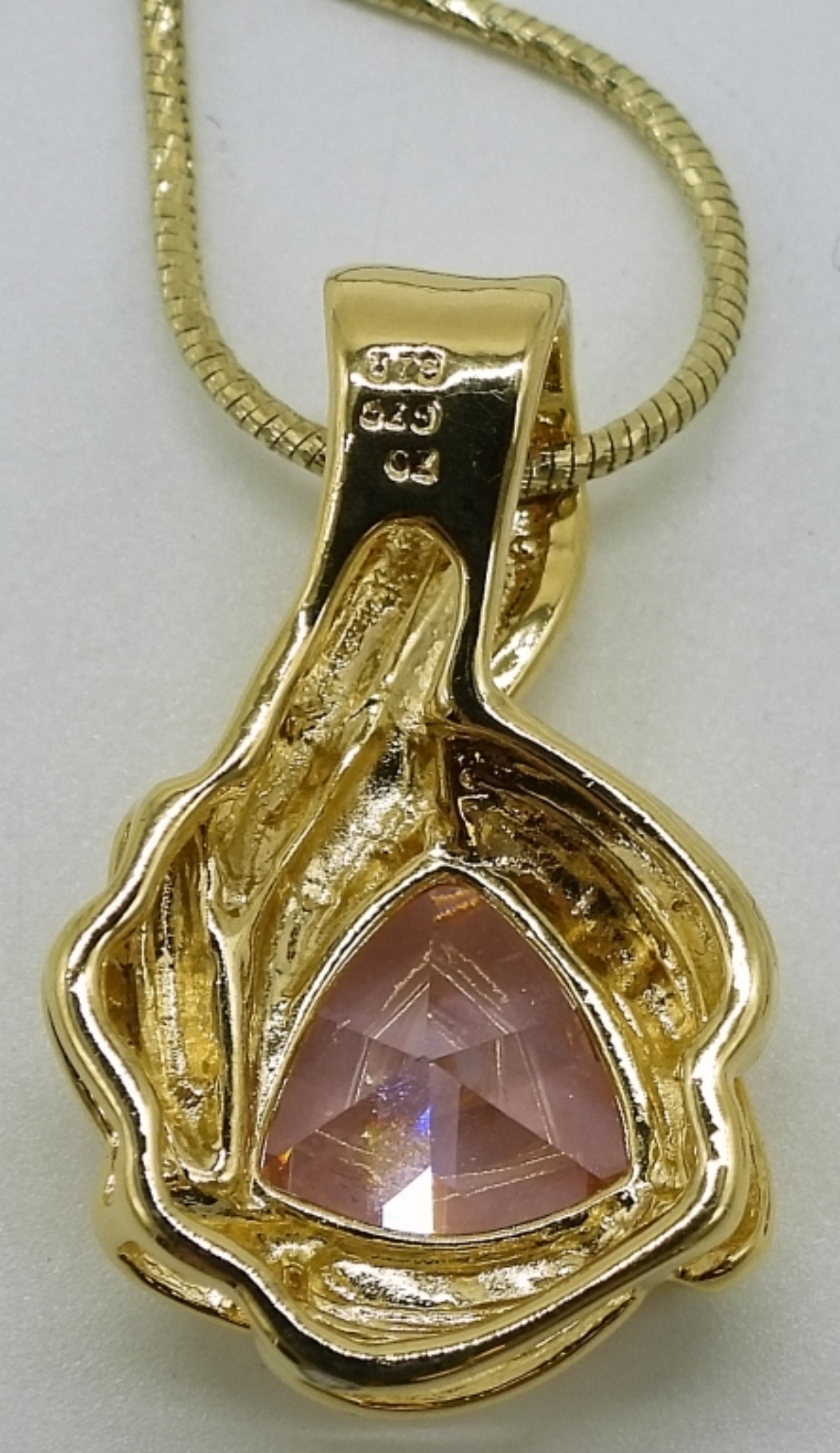 Gold-Tone Sterling Pink CZ Pendant Necklace