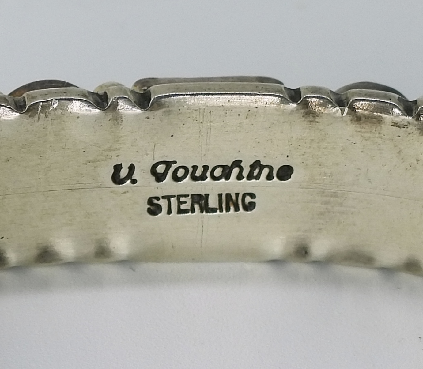 Native American Sterling Gemstone Cuff Bracelet