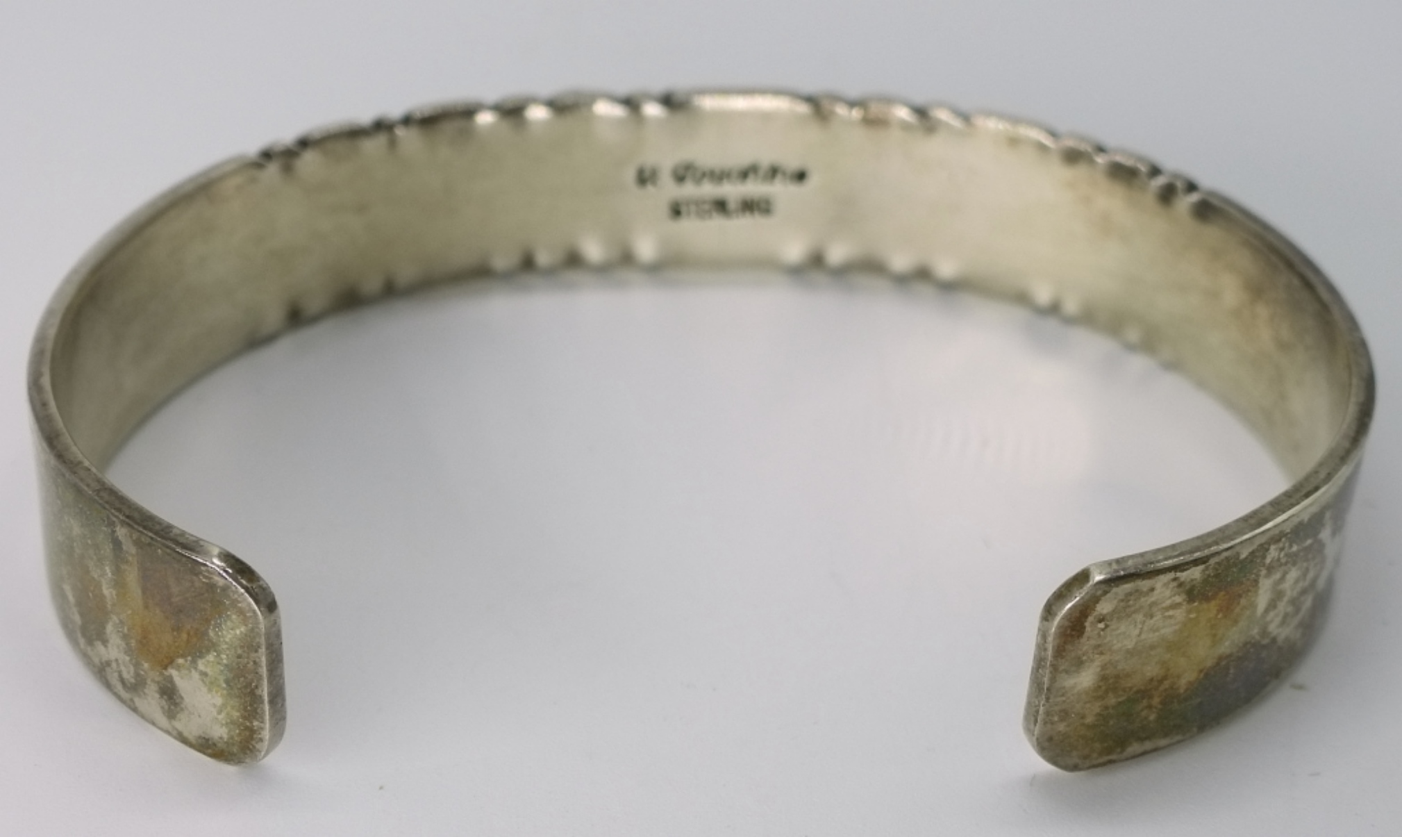 Native American Sterling Gemstone Cuff Bracelet