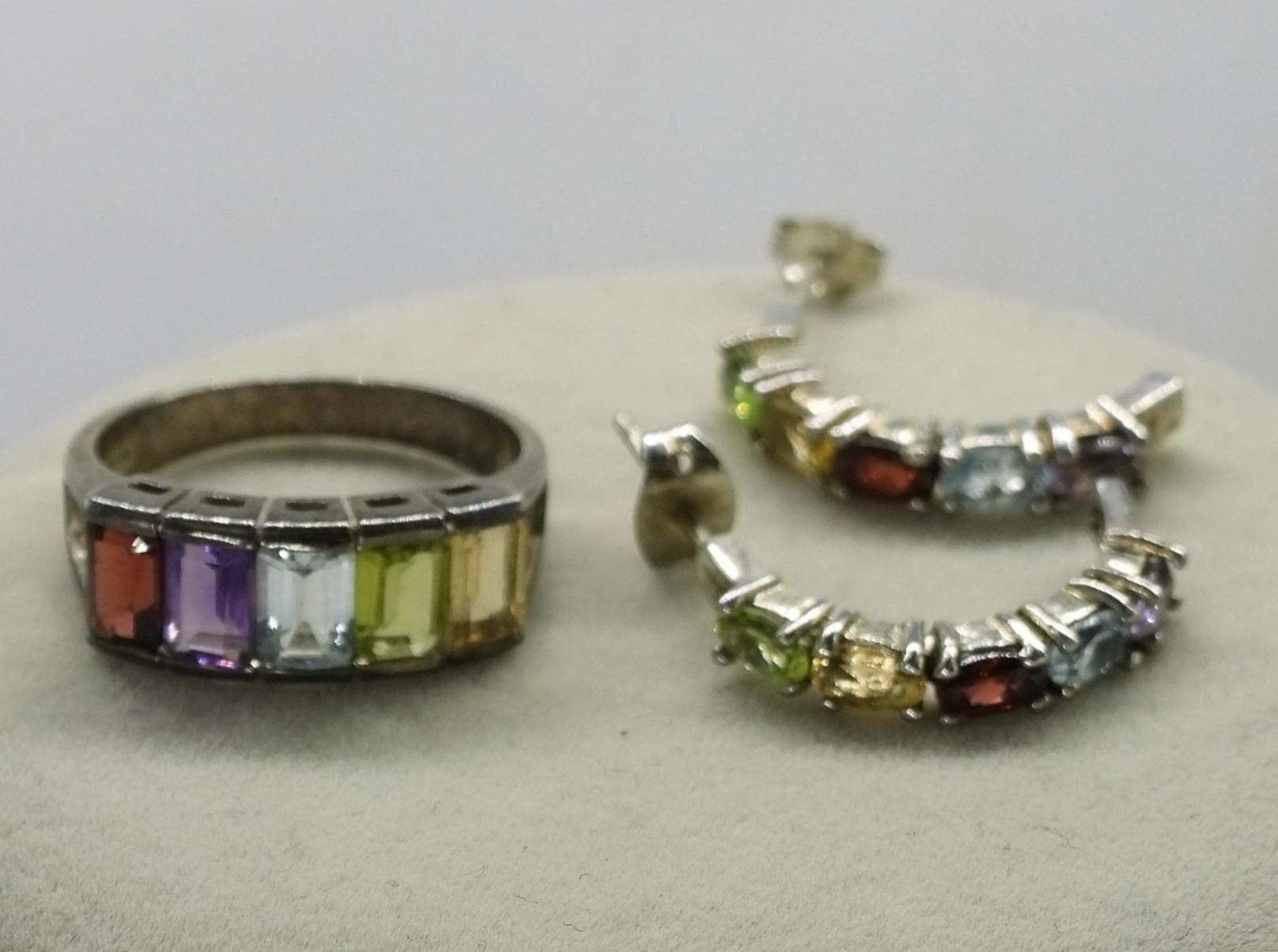 Sterling Multi-Stone Necklaces, Ring & Earrings