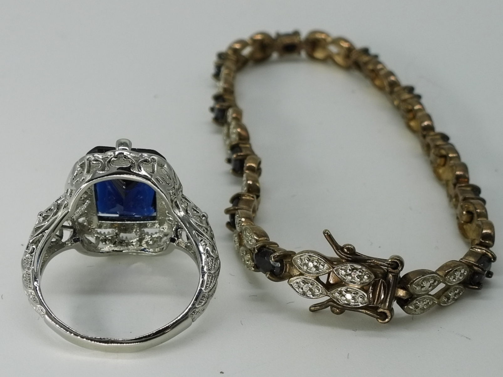 Simulated Sapphire 925 Bracelet & Ring