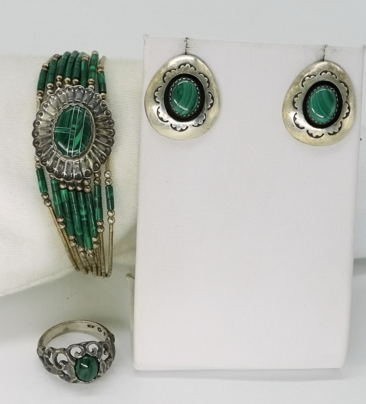 Sterling Silver Malachite 3 Piece Set