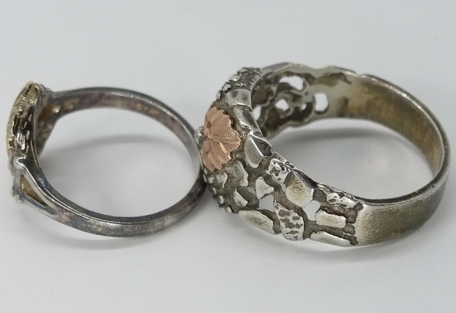 Sterling Silver 12K Plated Gold Grape Leaf Rings
