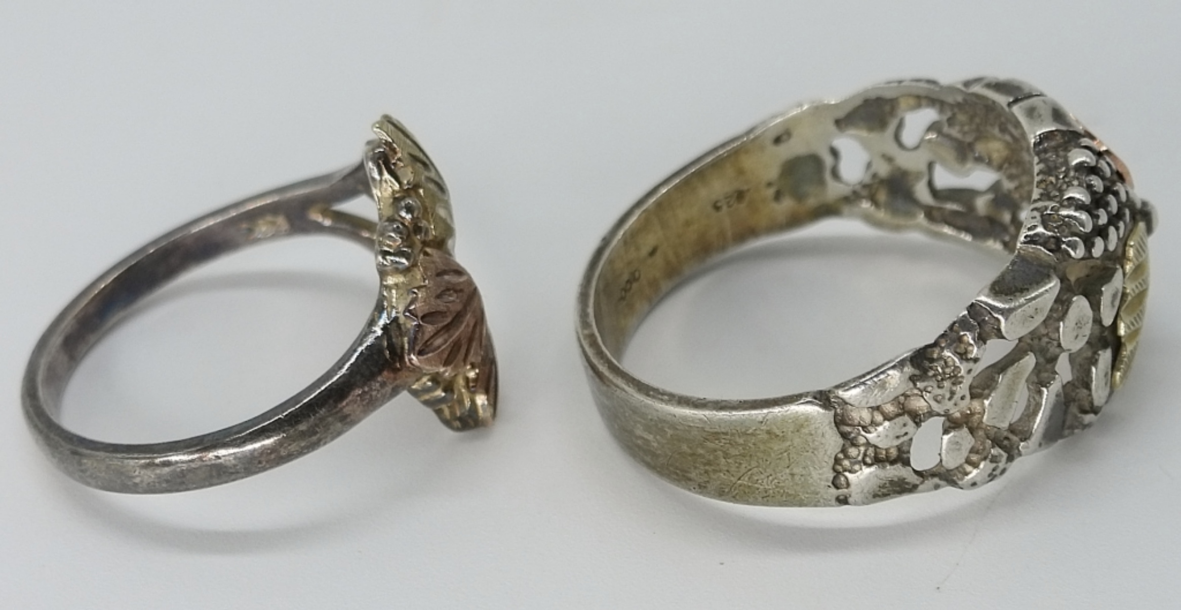 Sterling Silver 12K Plated Gold Grape Leaf Rings