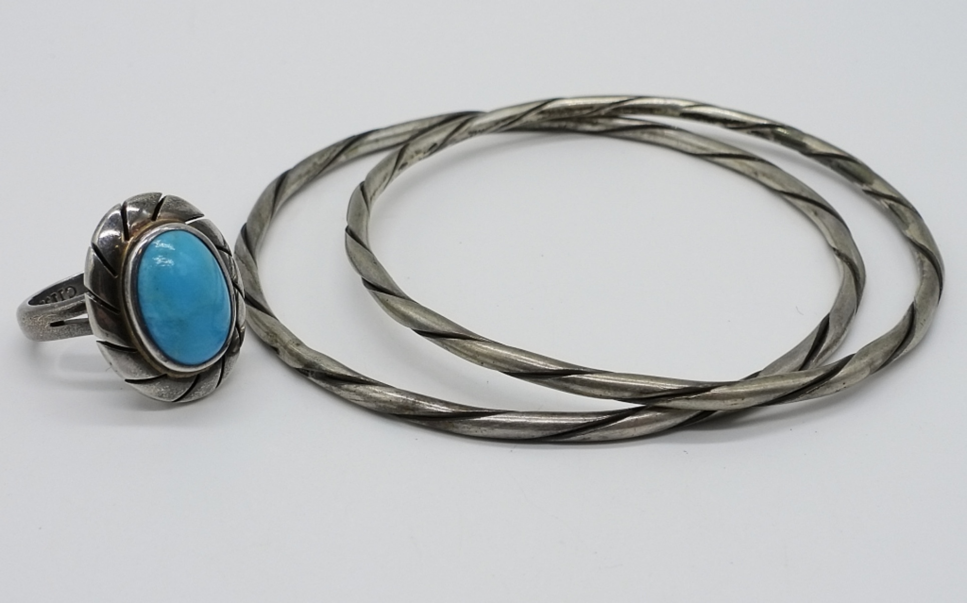 Mexico Sterling Turquoise Ring & Bangle Bracelets