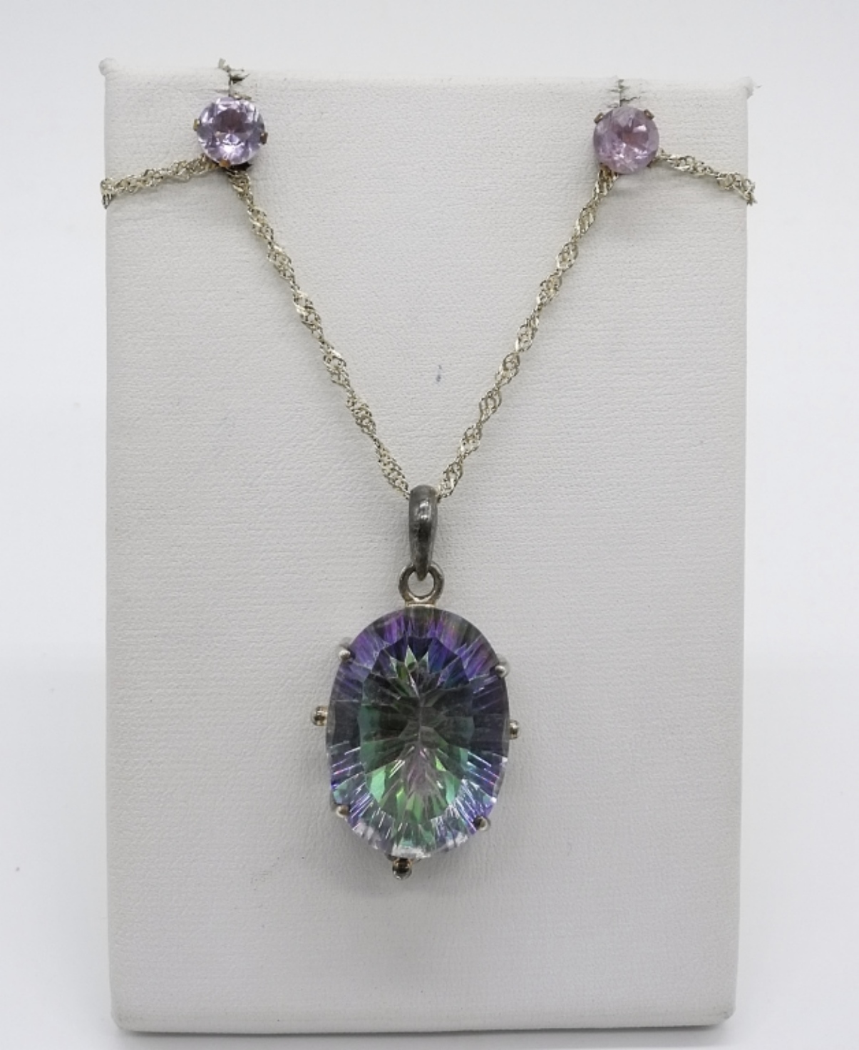 Sterling Simulated Mystic Topaz Necklace
