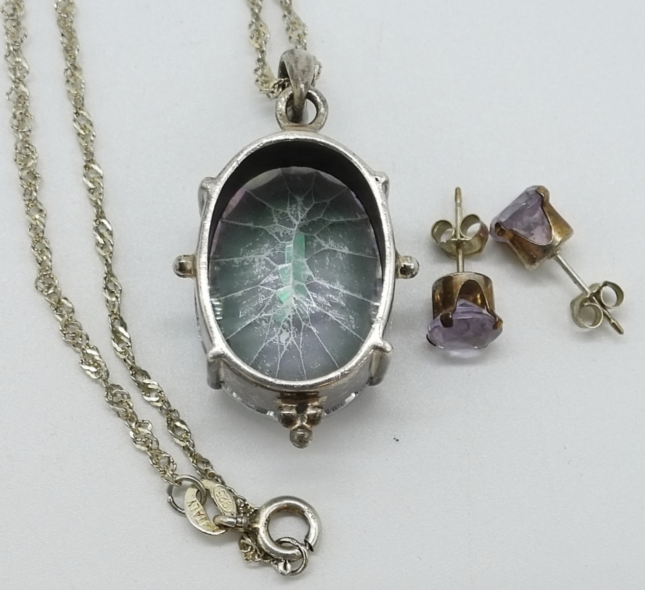 Sterling Simulated Mystic Topaz Necklace