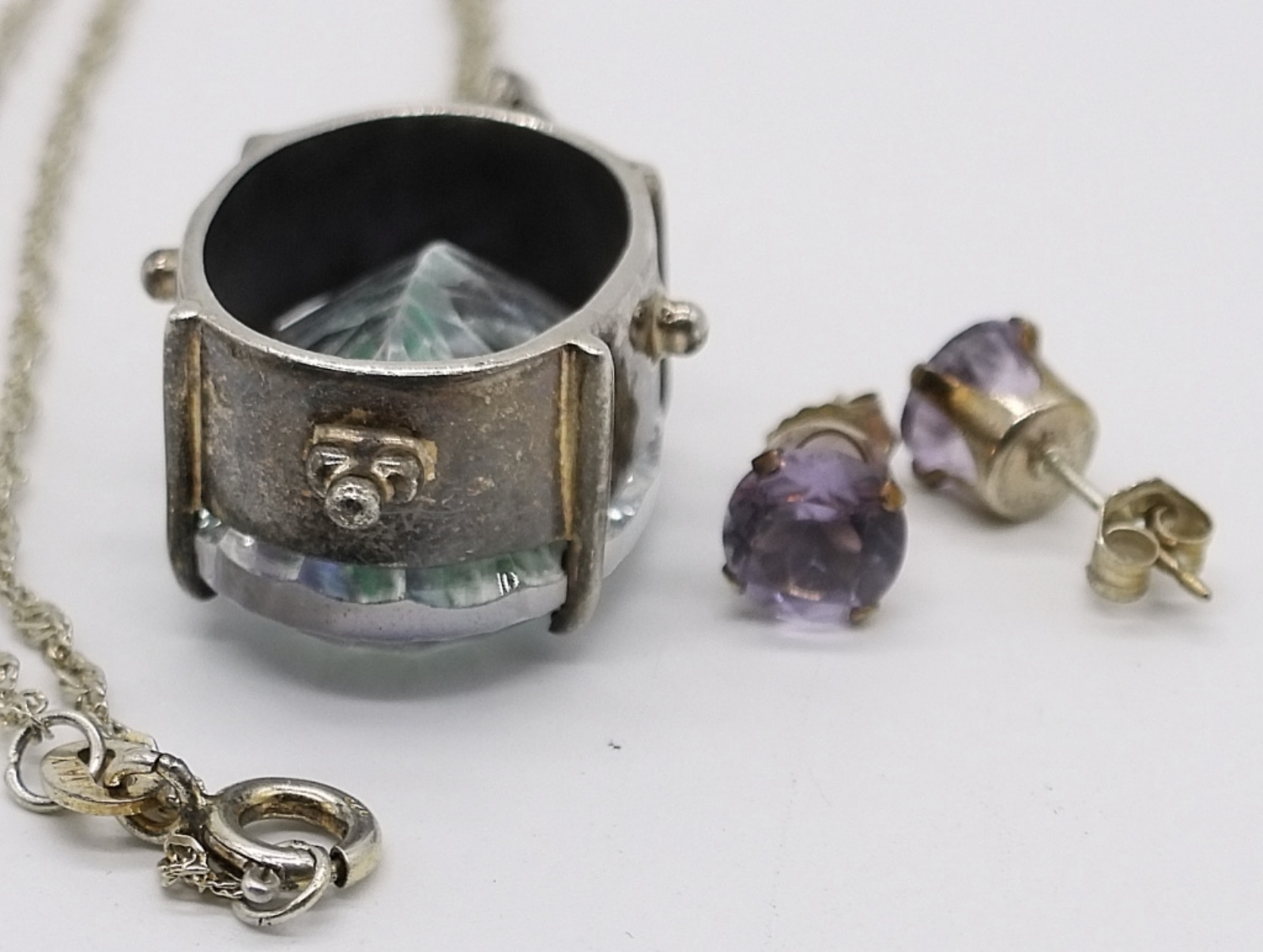 Sterling Simulated Mystic Topaz Necklace