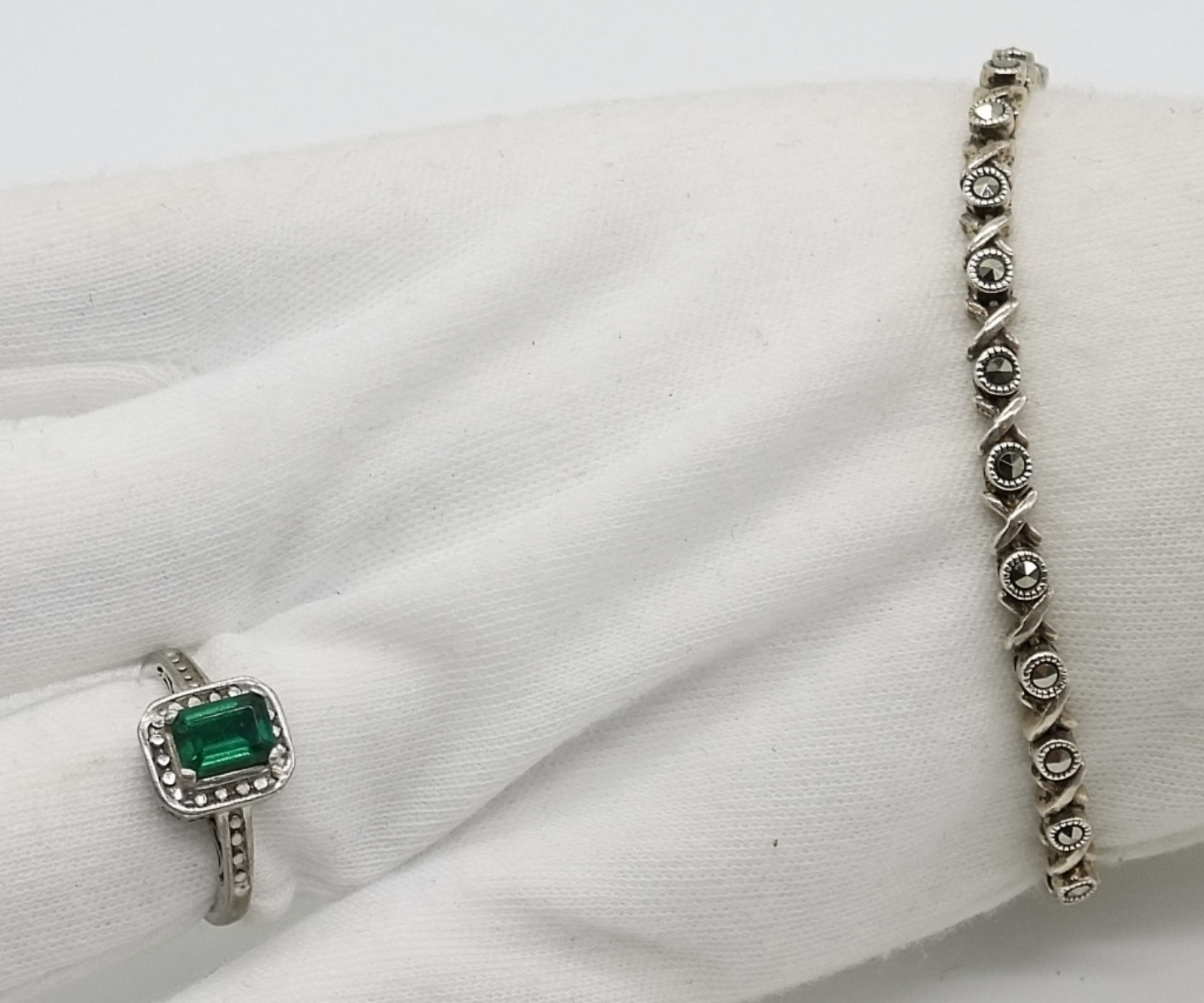 Sterling Ring and Marcasite Bracelet