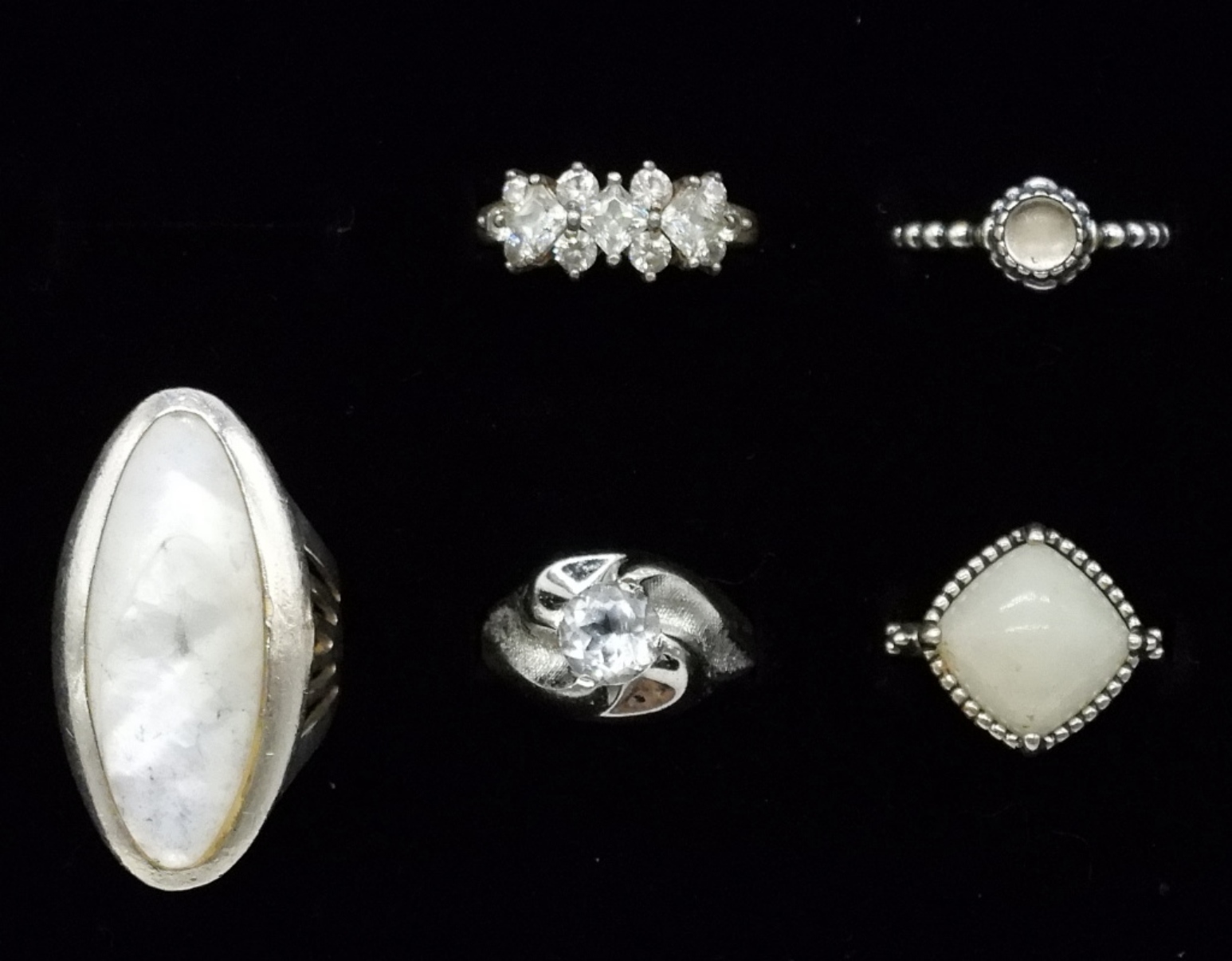 5 Sterling Rings, Mother of Pearl