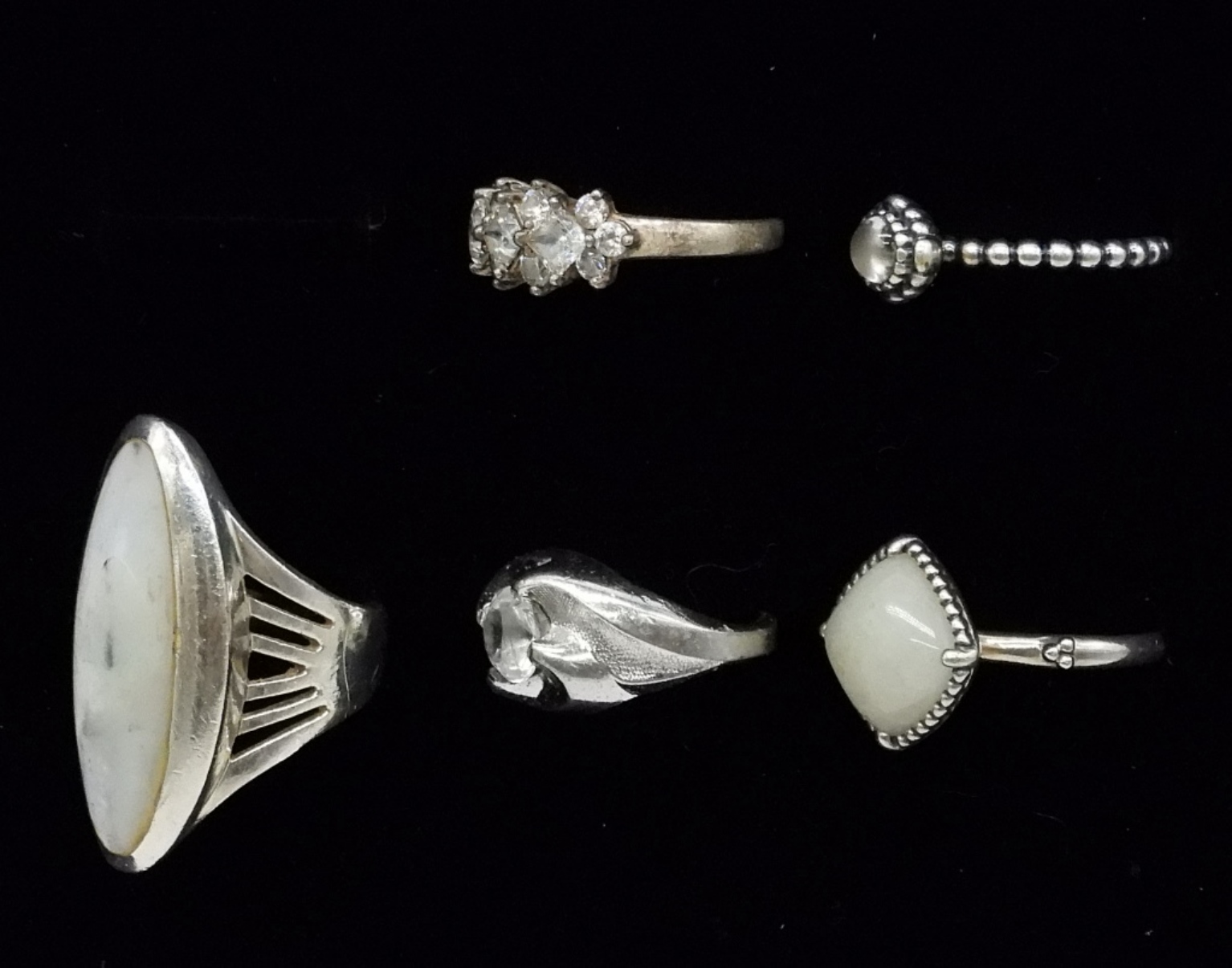 5 Sterling Rings, Mother of Pearl