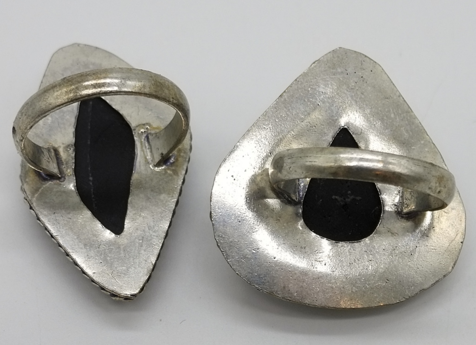 2 Sterling Black Tourmaline Rings