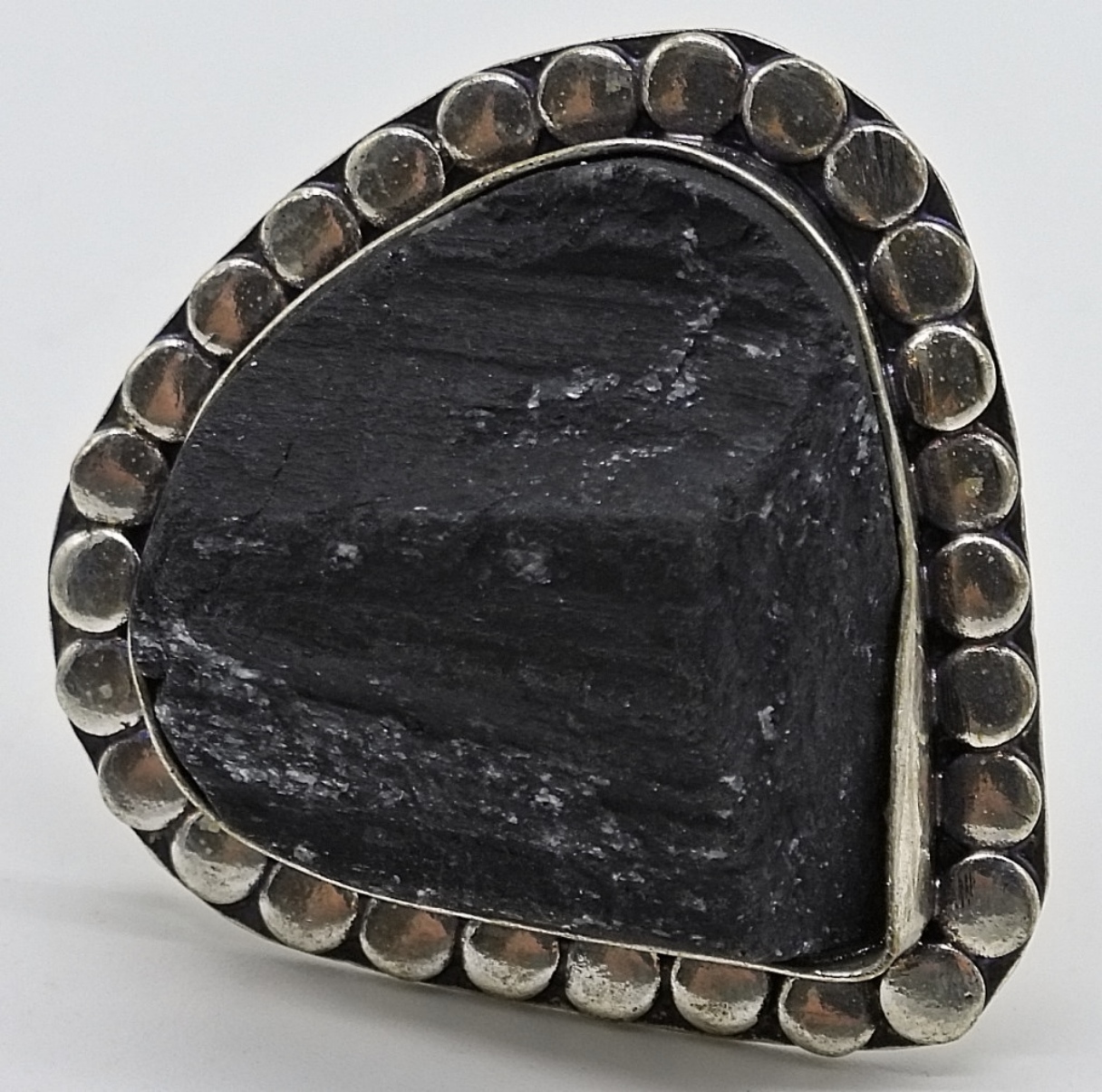 2 Sterling Black Tourmaline Rings