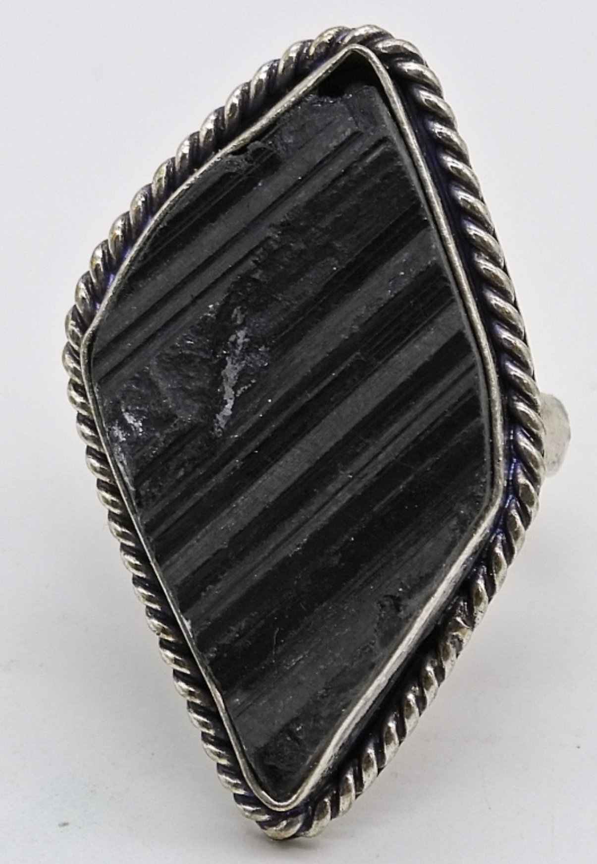 2 Sterling Black Tourmaline Rings
