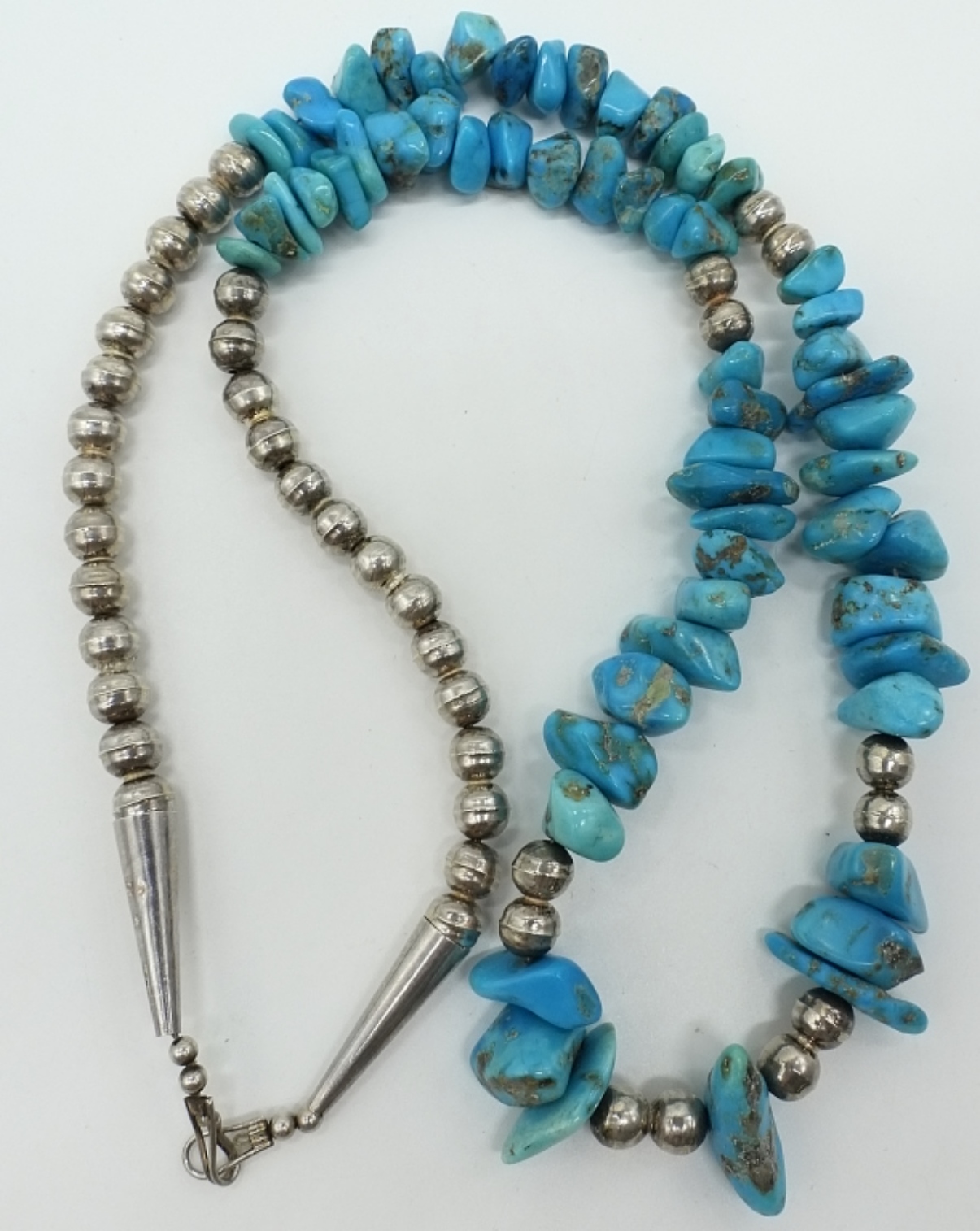 Sterling Silver Turquoise Bead Necklace, 26"