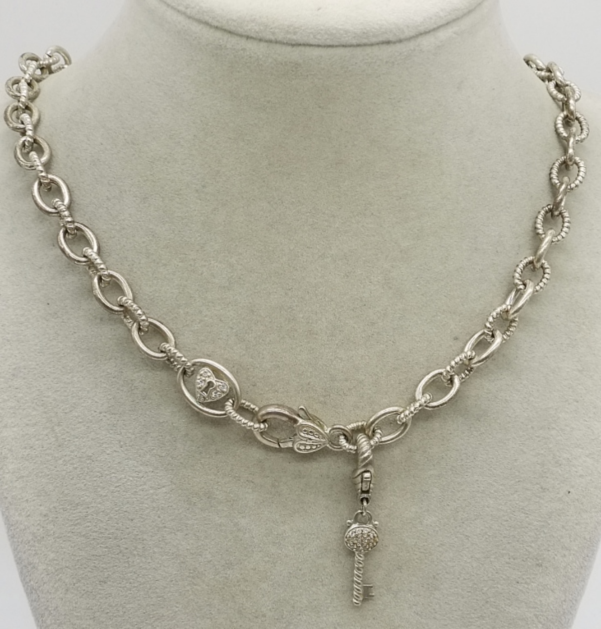 Judith Ripka Sterling Silver CZ Link Necklace, 18"