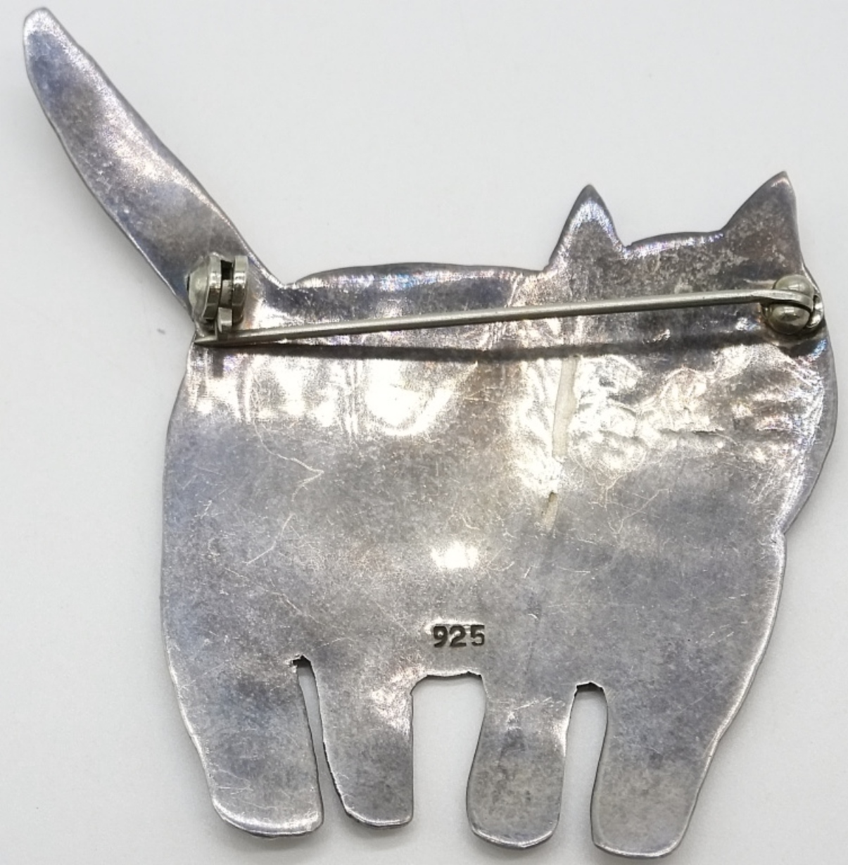 Sterling Bloodstone Pendant & Cat Brooch Lot