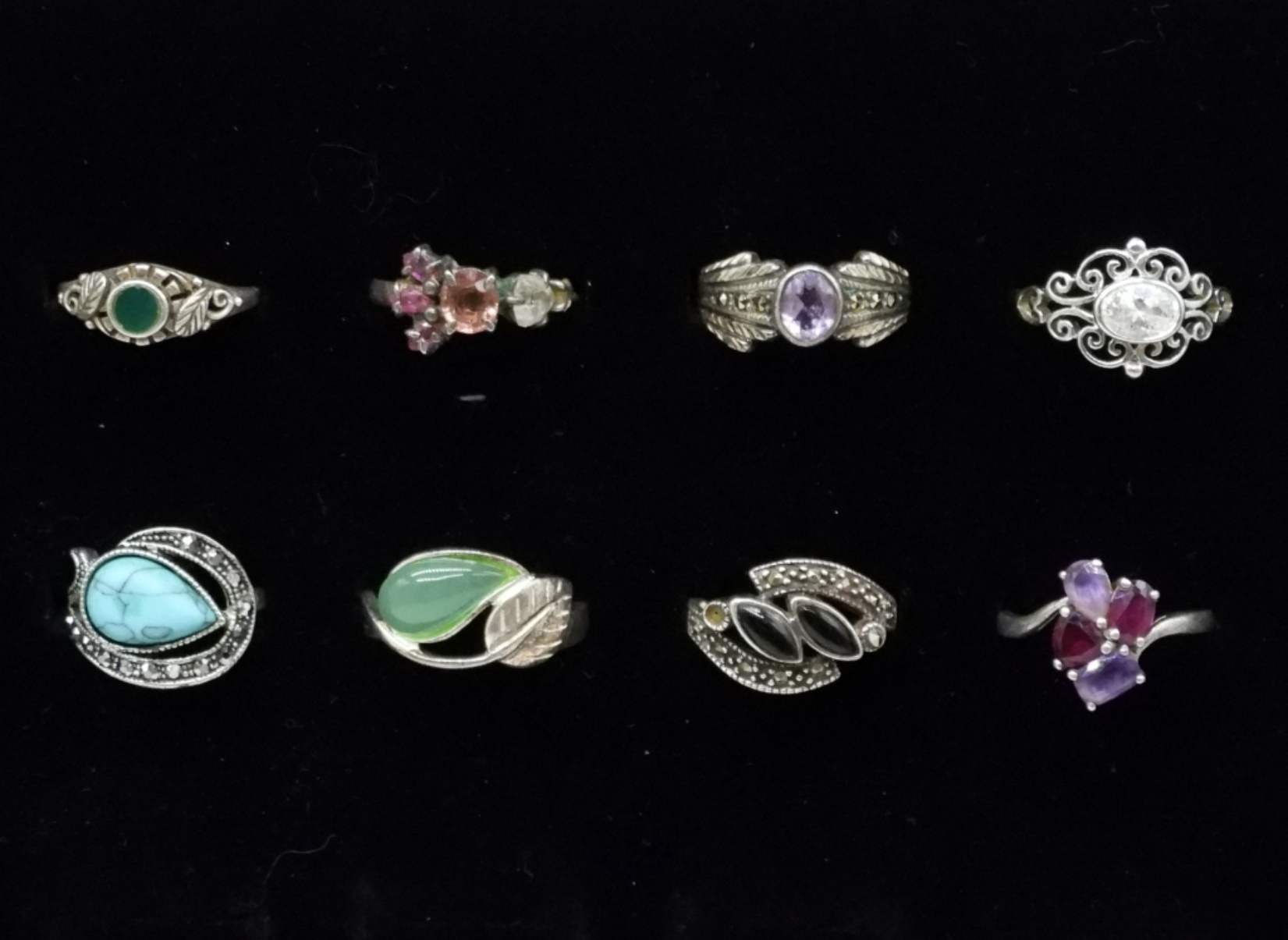 8 Sterling Fashion Gemstone Rings