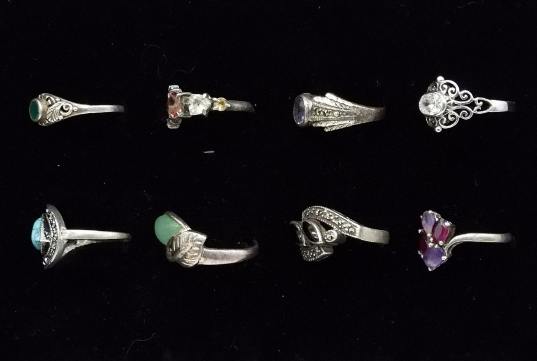 8 Sterling Fashion Gemstone Rings