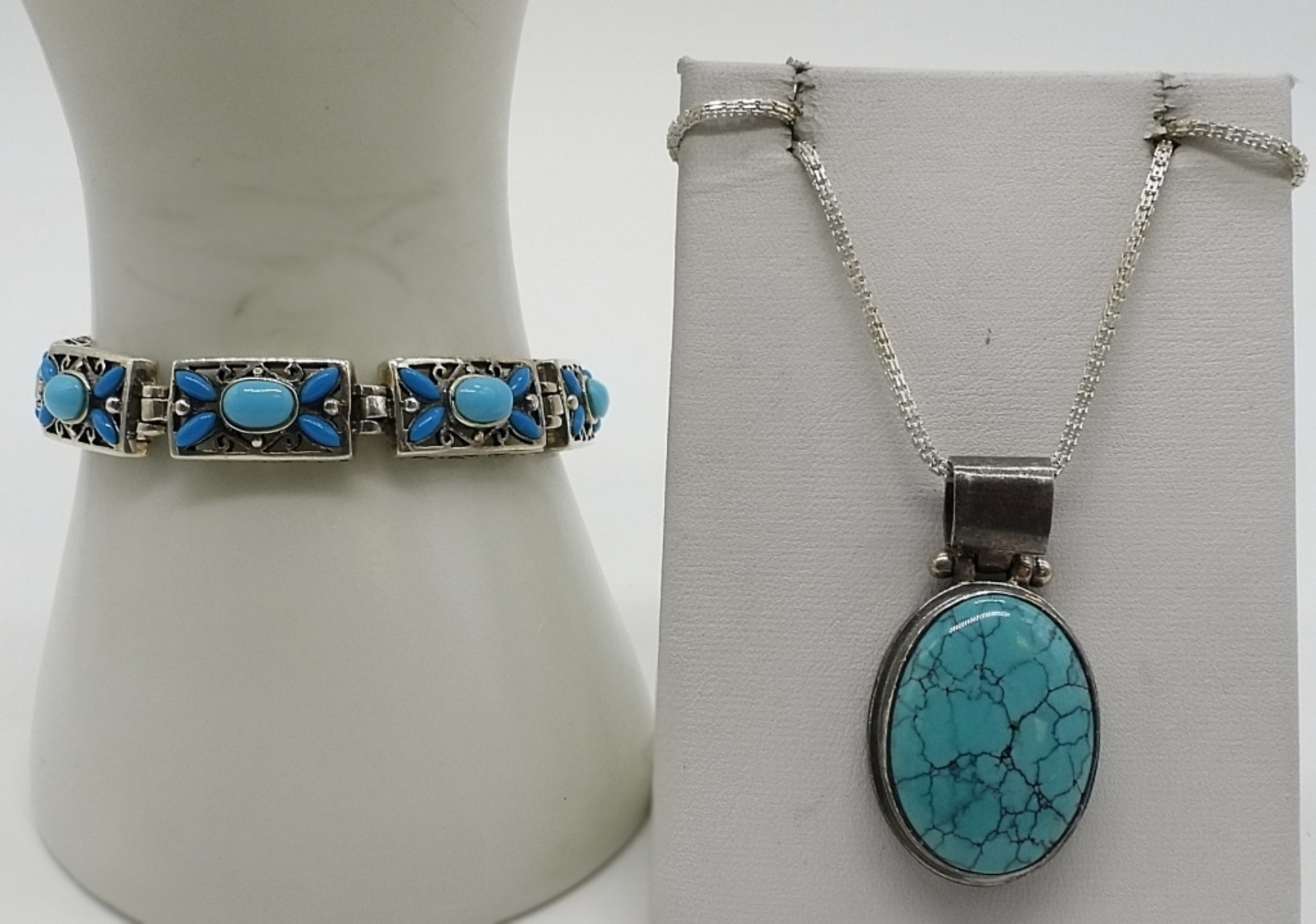 Turquoise Necklace & Bracelet in Sterling