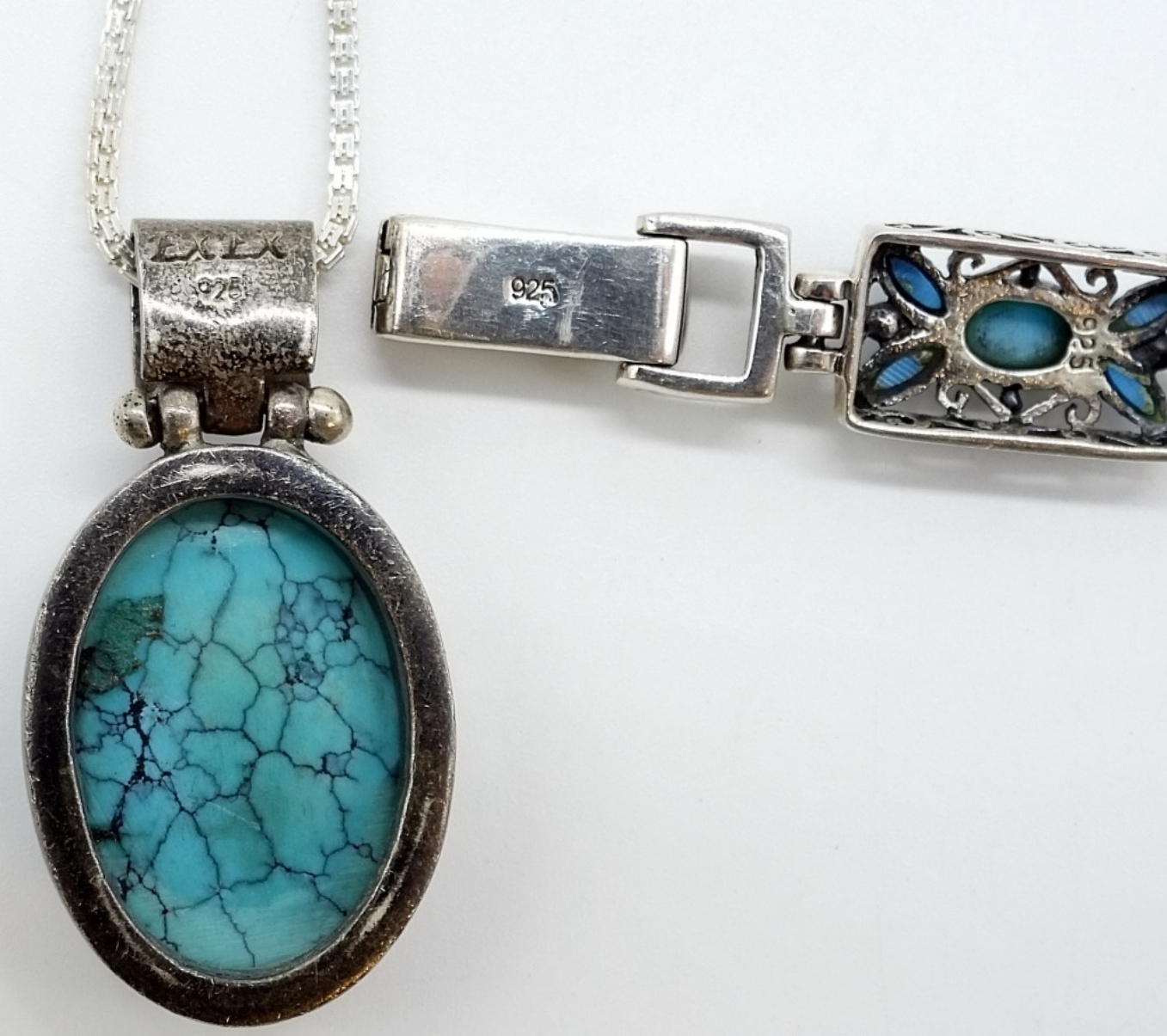 Turquoise Necklace & Bracelet in Sterling