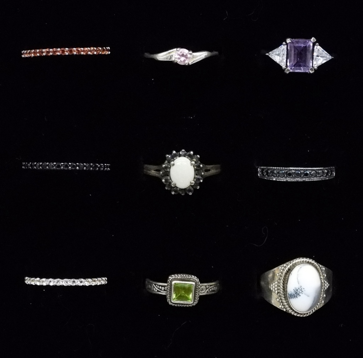 9 Sterling Gemstone Fashion Rings