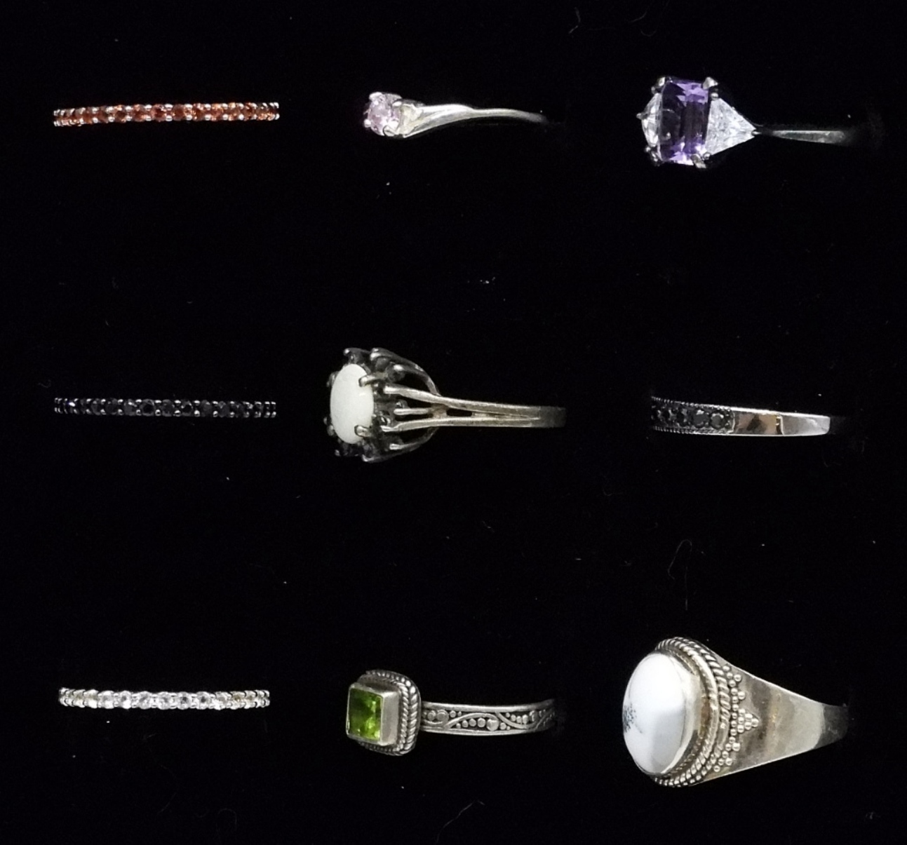 9 Sterling Gemstone Fashion Rings