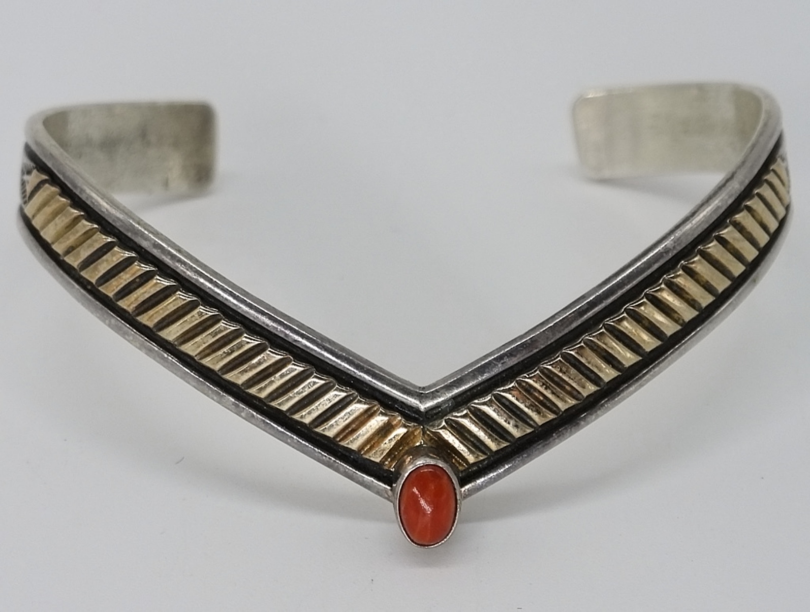 Sterling & 14K Gold Coral Cuff