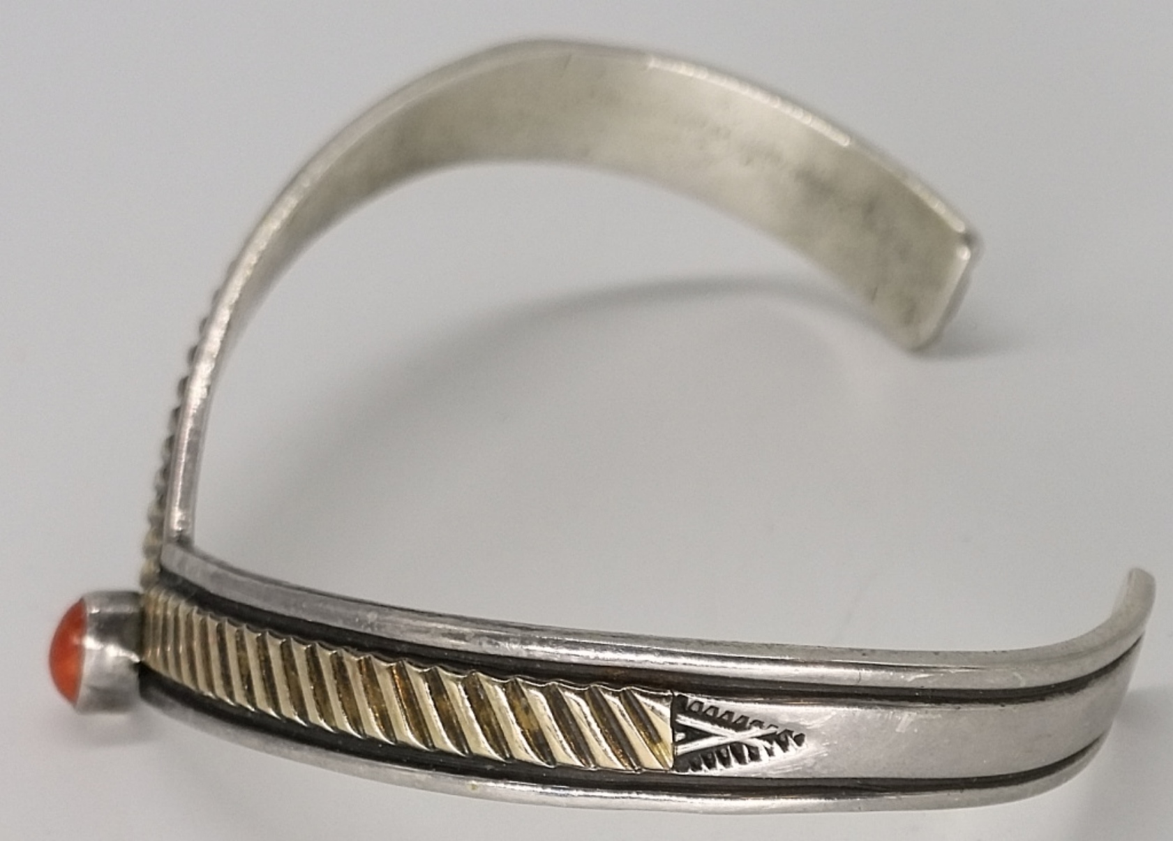Sterling & 14K Gold Coral Cuff