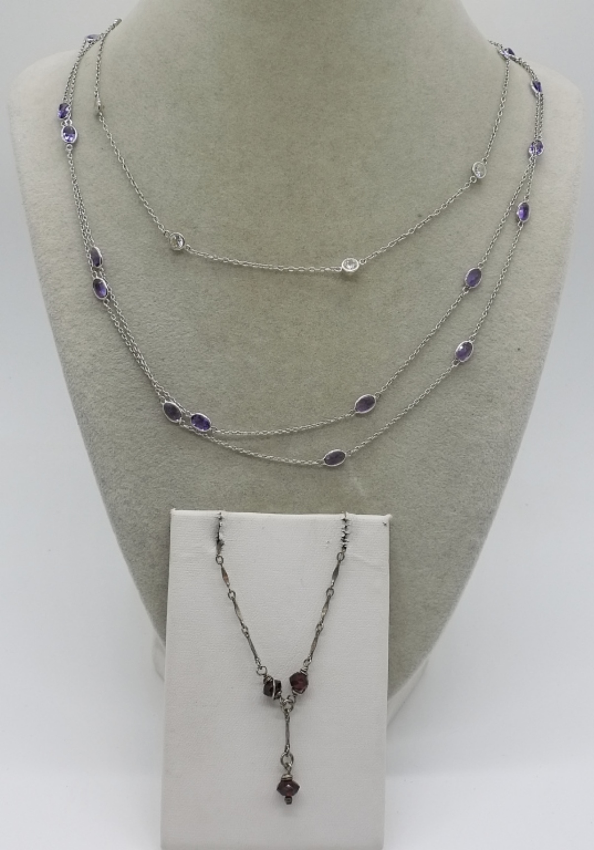 Three Gemstone Sterling Necklaces
