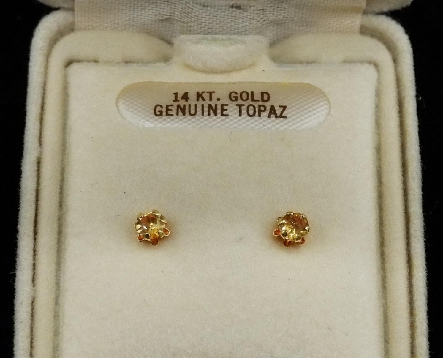 14K Gold Genuine Topaz Stud Earrings