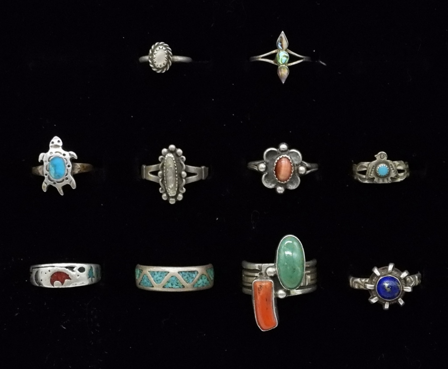 10 Sterling Turquoise, Lapis & More Rings