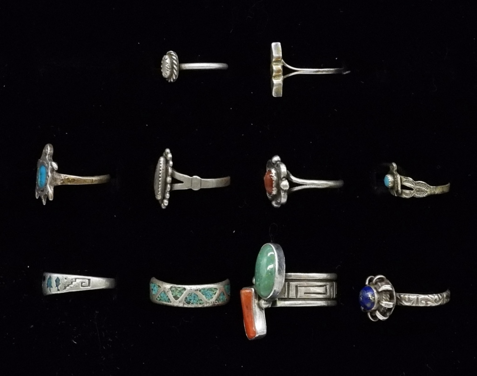 10 Sterling Turquoise, Lapis & More Rings