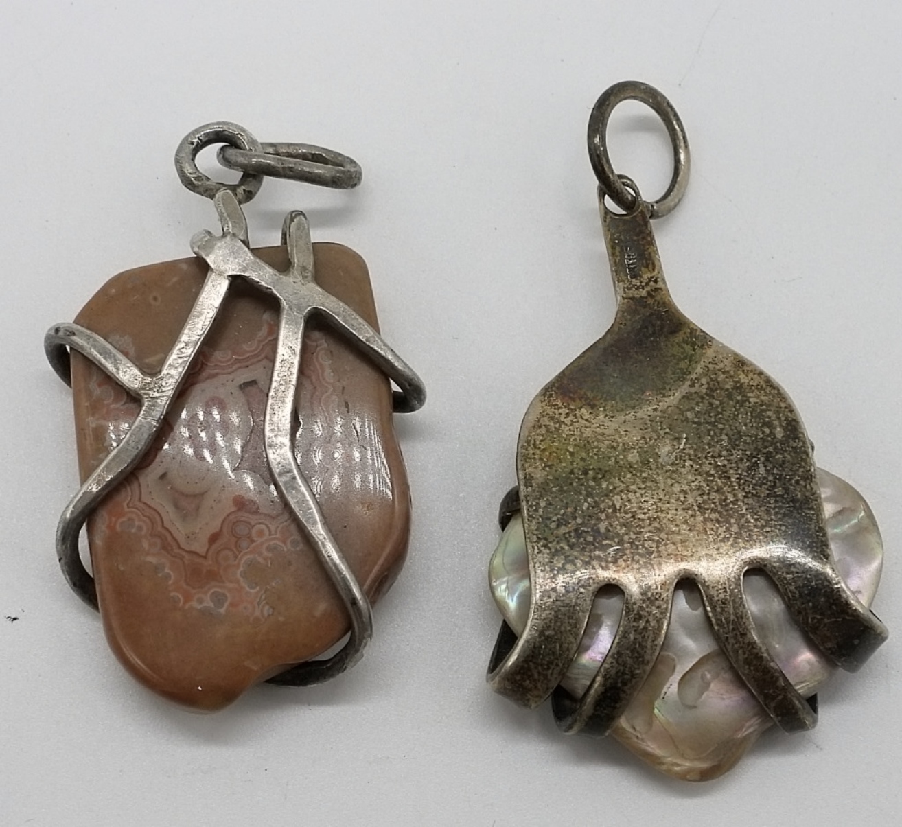 Sterling Silver Druzy Agate & MOP Pendants