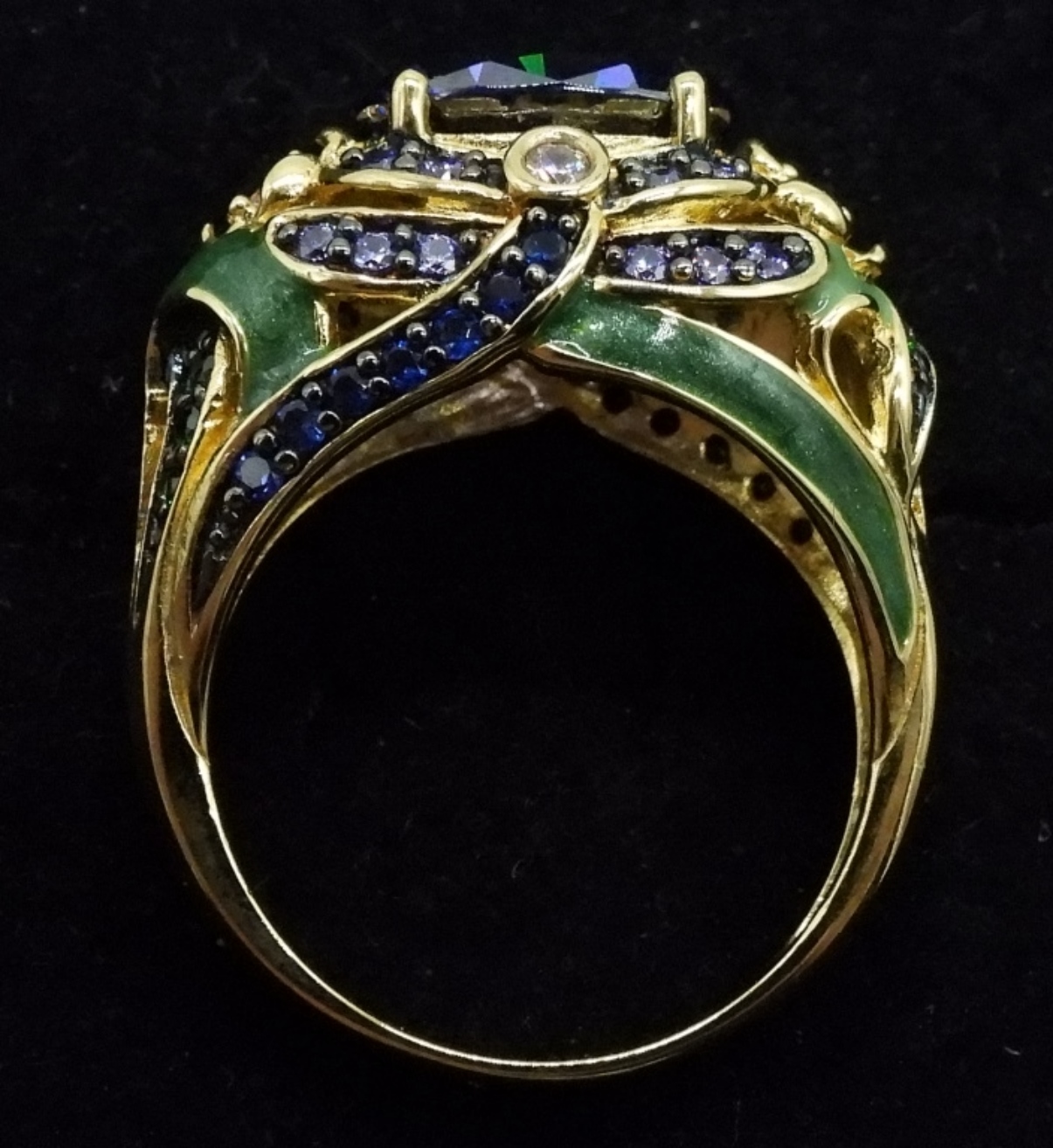 3 Gold-Tone Fashion Rings, Simulated Gemstones