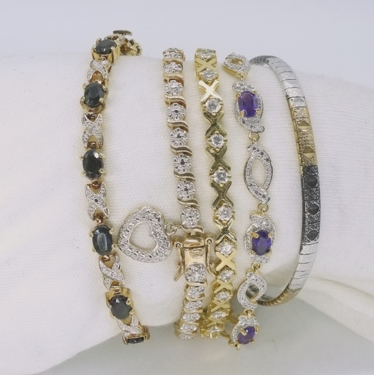 5 Sterling Gold Tone Tennis Bracelets